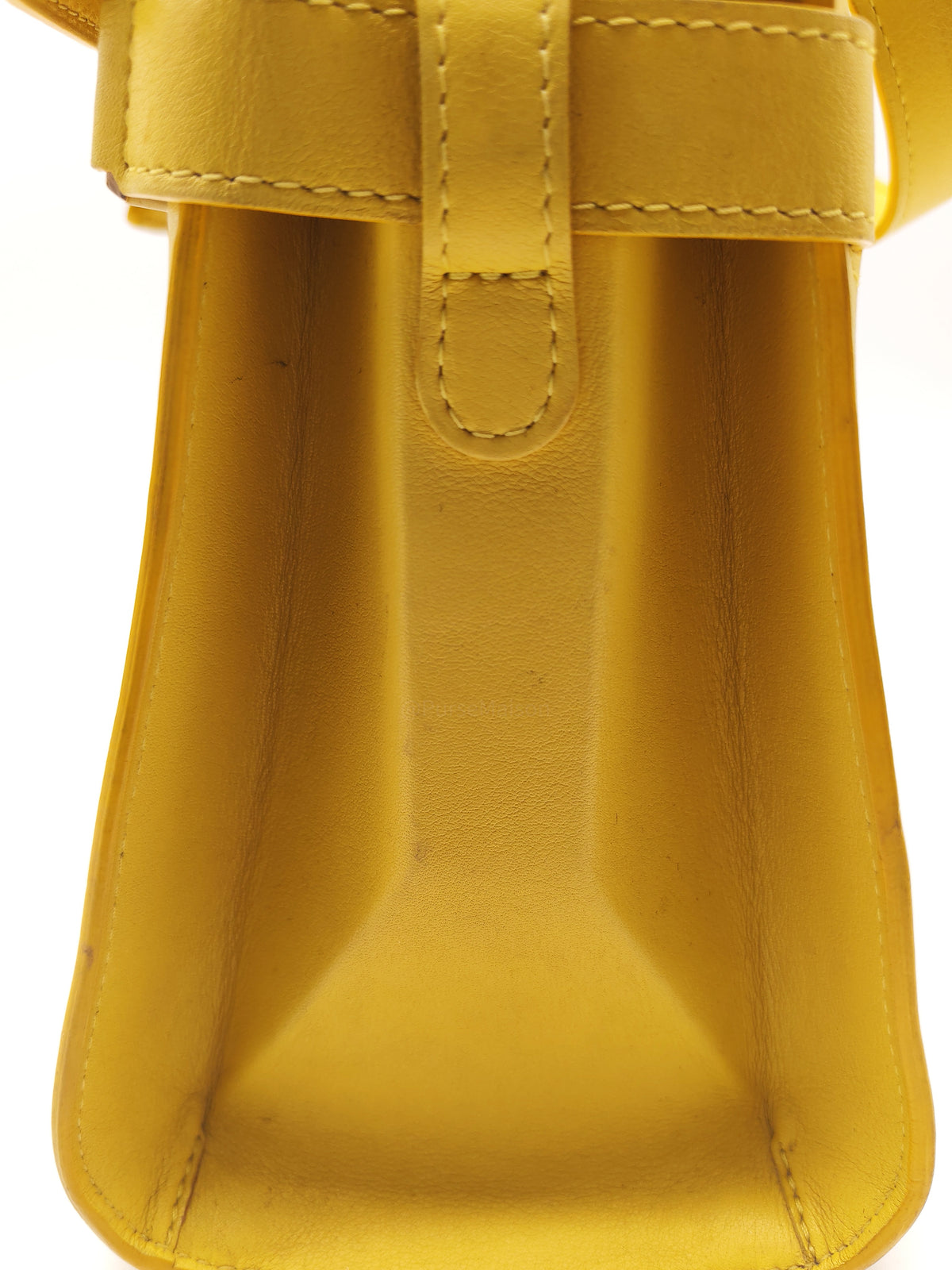 Delvaux Tempete Handbag in Yellow Crisp Calf Leather and Gold Hardware | Purse Maison Luxury Bags Shop