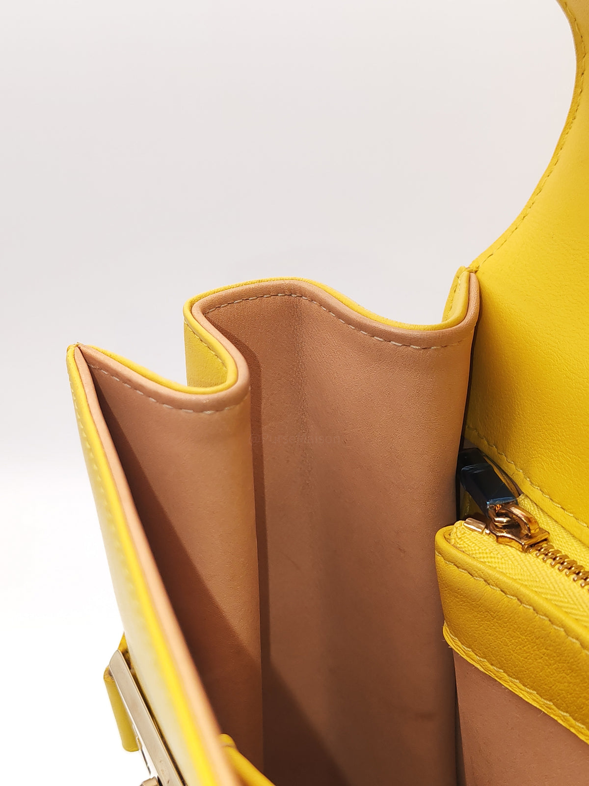 Delvaux Tempete Handbag in Yellow Crisp Calf Leather and Gold Hardware | Purse Maison Luxury Bags Shop