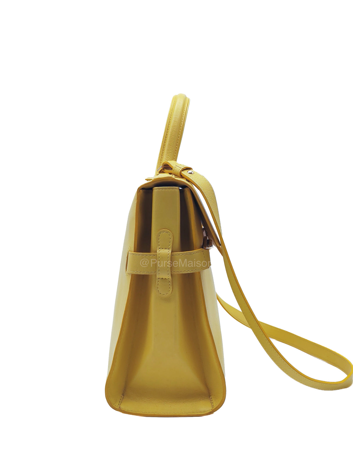 Delvaux Tempete Handbag in Yellow Crisp Calf Leather and Gold Hardware | Purse Maison Luxury Bags Shop