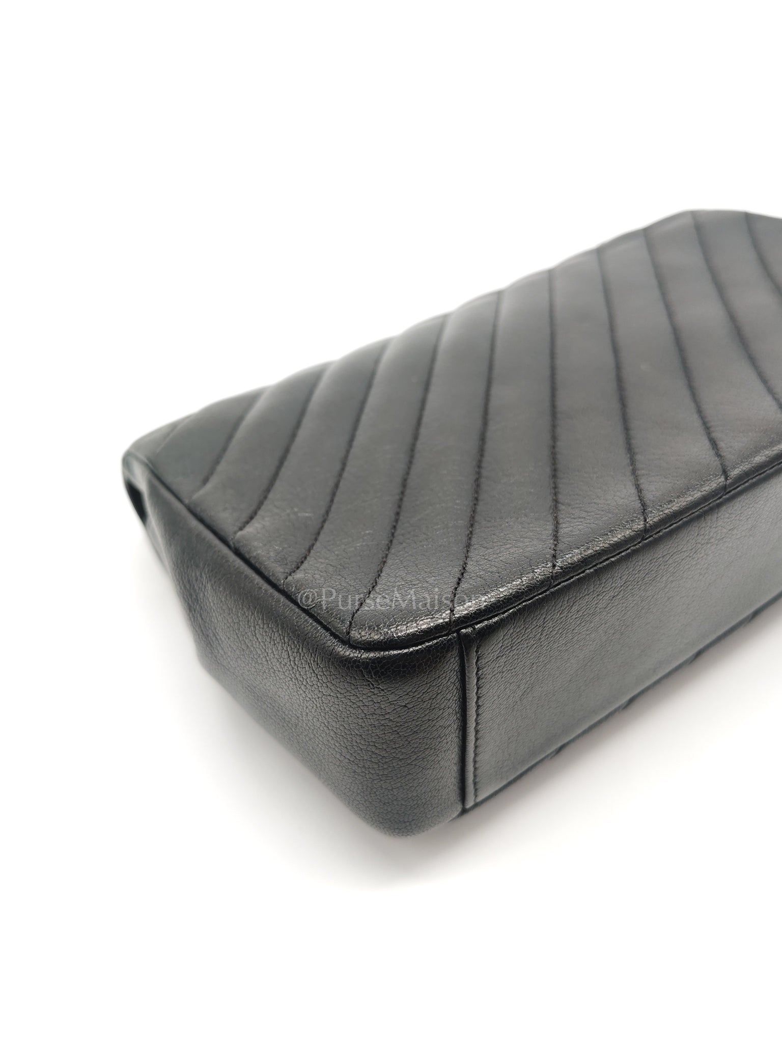 Diagonal Quilted Small Flap Goatskin Leather and Aged Gold Hardware Series 22 | Purse Maison Luxury Bags Shop