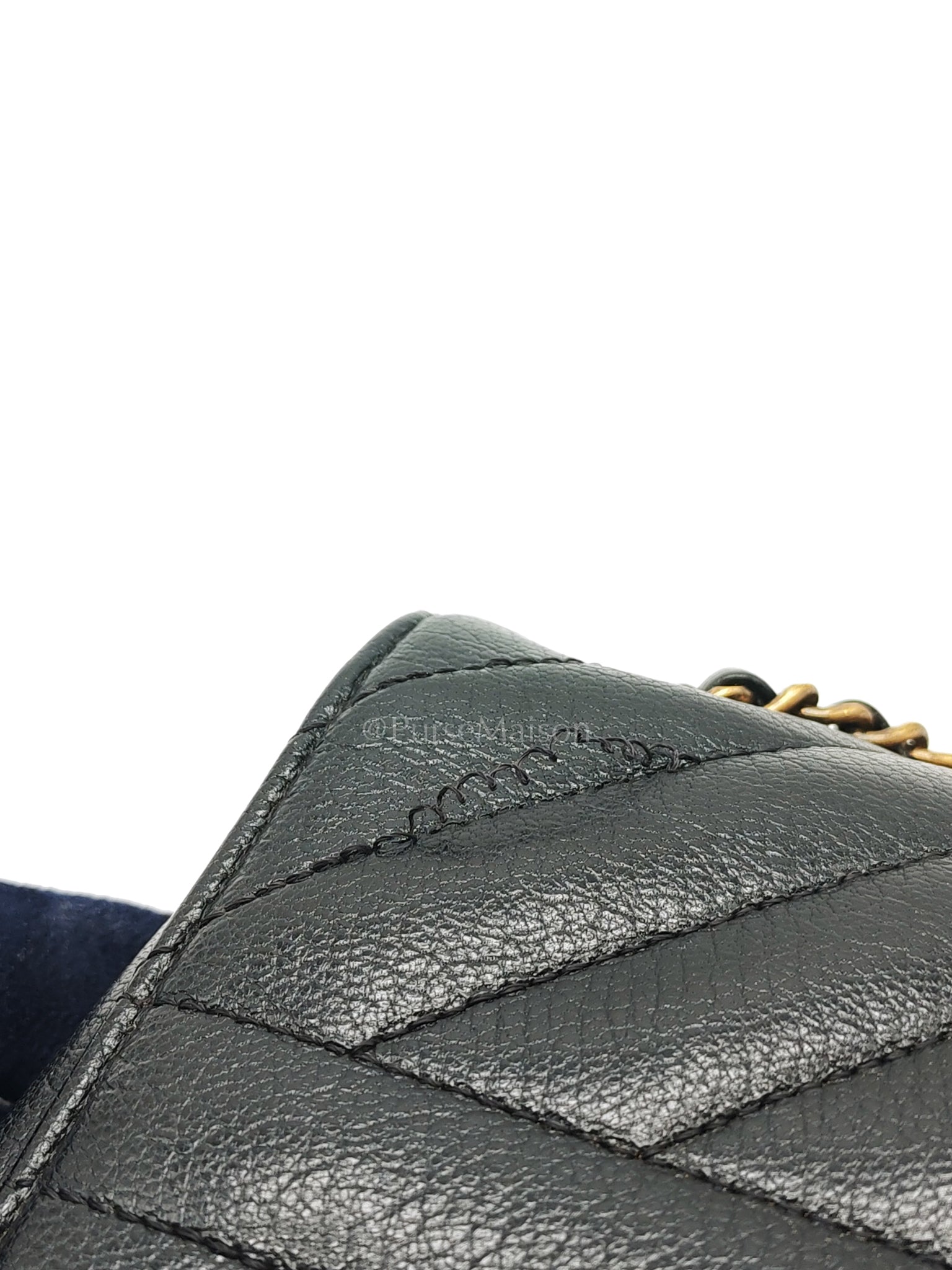 Diagonal Quilted Small Flap Goatskin Leather and Aged Gold Hardware Series 22 | Purse Maison Luxury Bags Shop