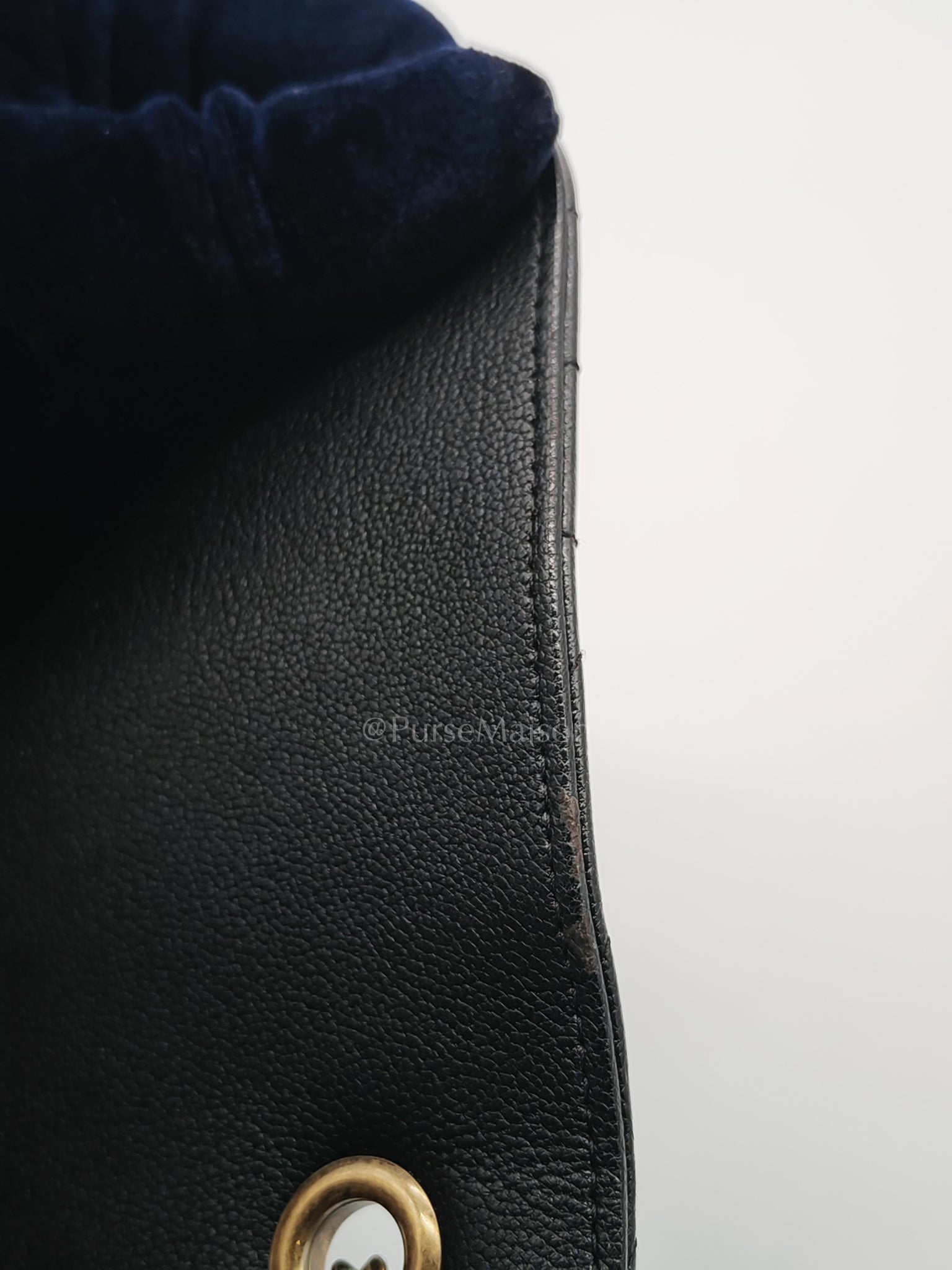 Diagonal Quilted Small Flap Goatskin Leather and Aged Gold Hardware Series 22 | Purse Maison Luxury Bags Shop
