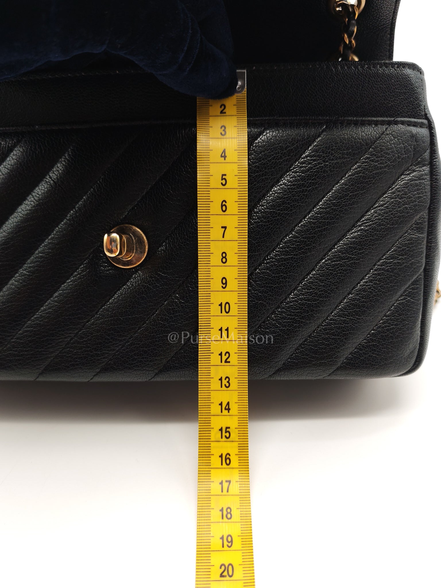 Diagonal Quilted Small Flap Goatskin Leather and Aged Gold Hardware Series 22 | Purse Maison Luxury Bags Shop