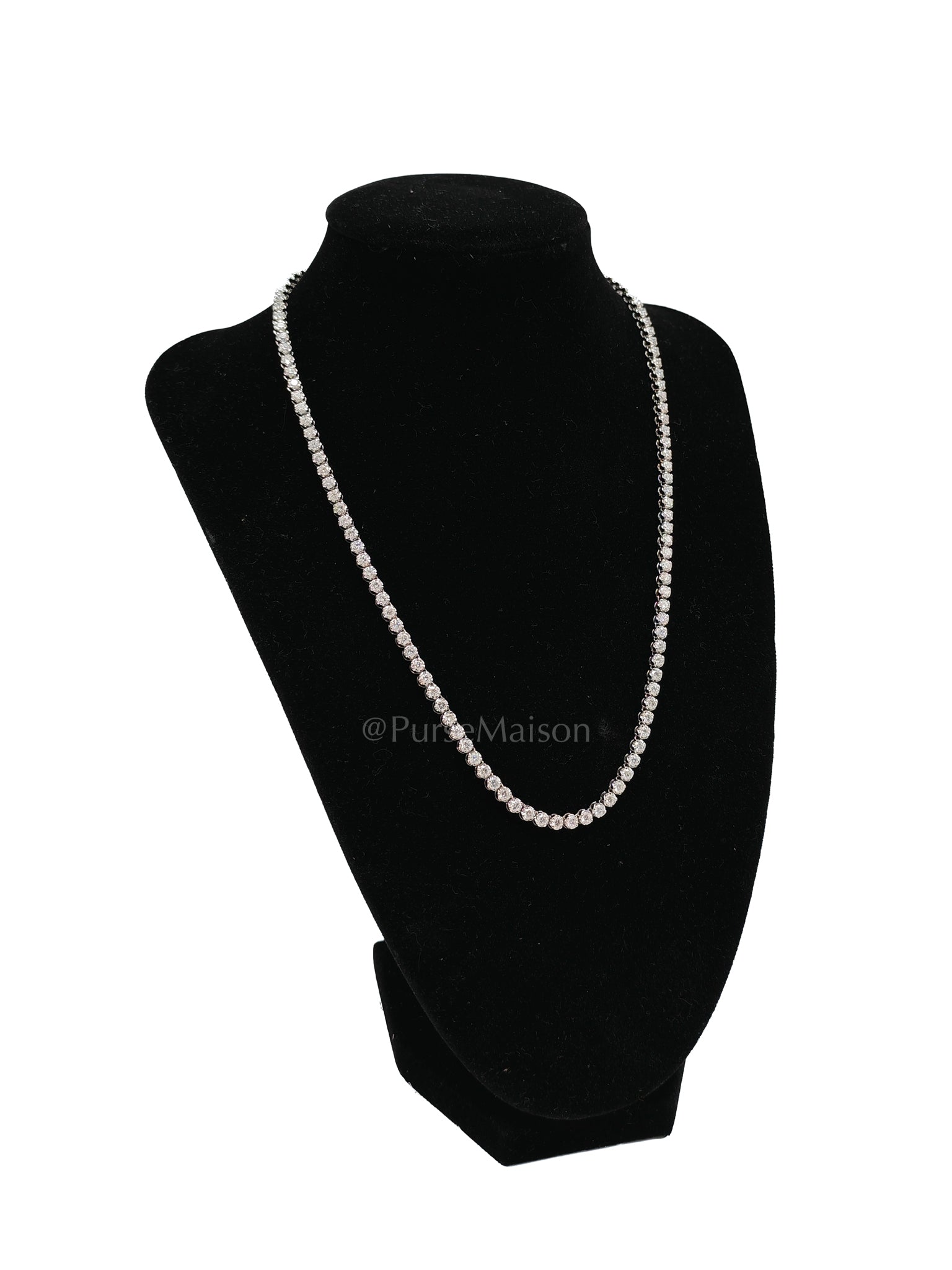 18k 28.1gms 10.226cts Natural Diamond White Gold Tennis Necklace (18 inches) | Purse Maison Luxury Bags Shop