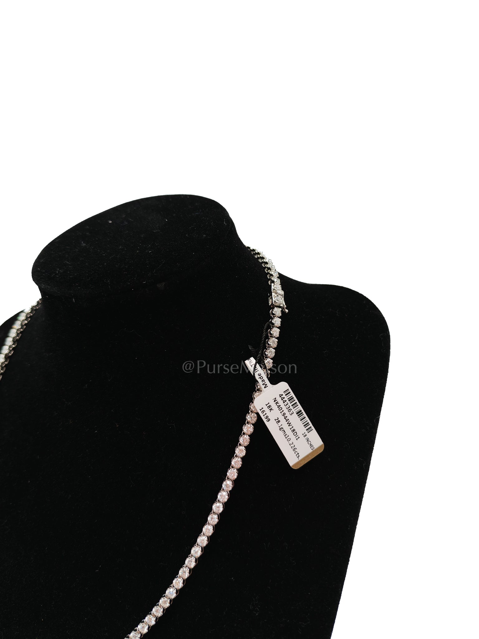 18k 28.1gms 10.226cts Natural Diamond White Gold Tennis Necklace (18 inches) | Purse Maison Luxury Bags Shop