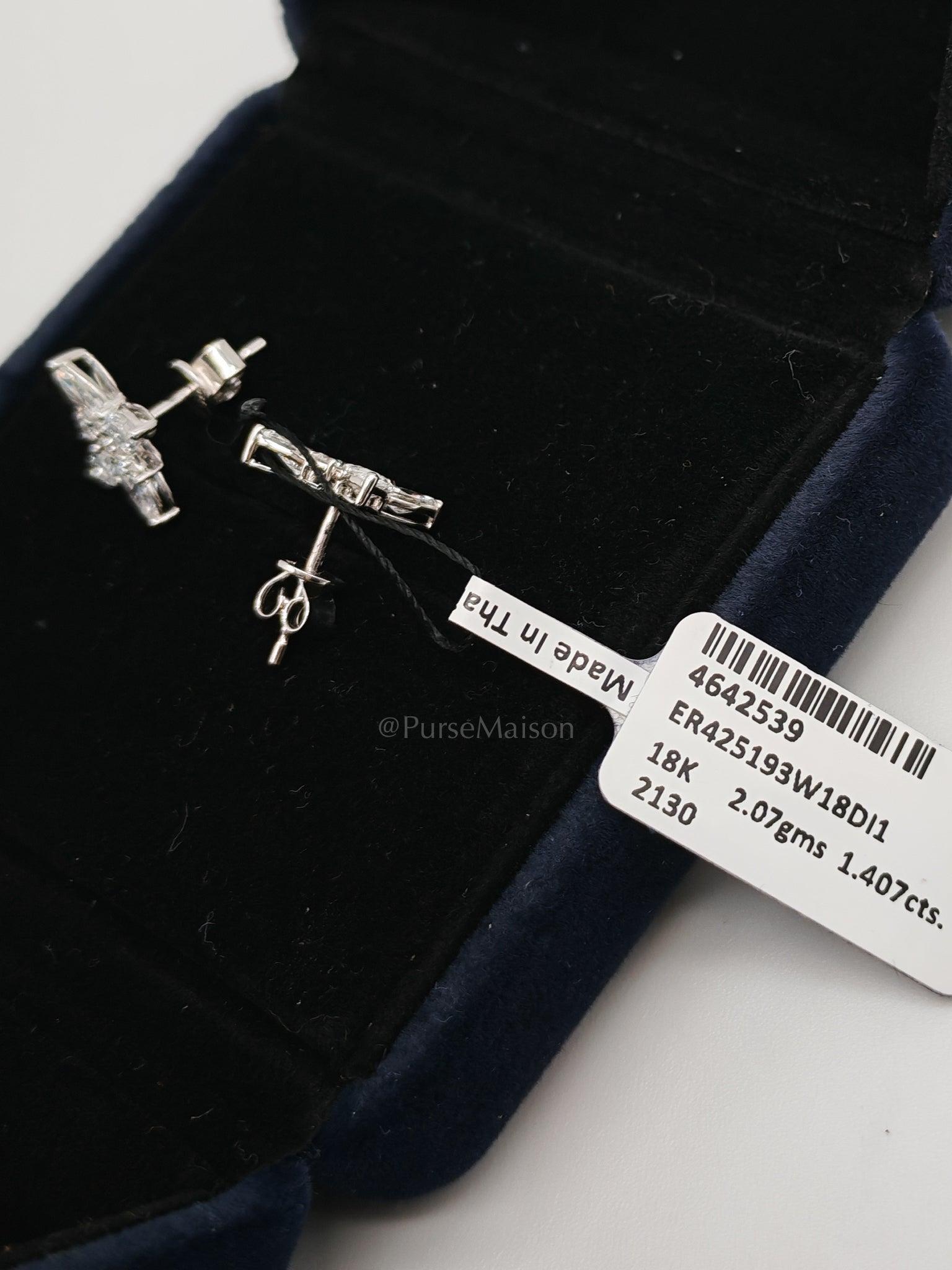 18k 2.07gms 1.407cts VS1 to VVS1 (Clarity) E to H (Color) Natural Diamond White Gold Earrings | Purse Maison Luxury Bags Shop