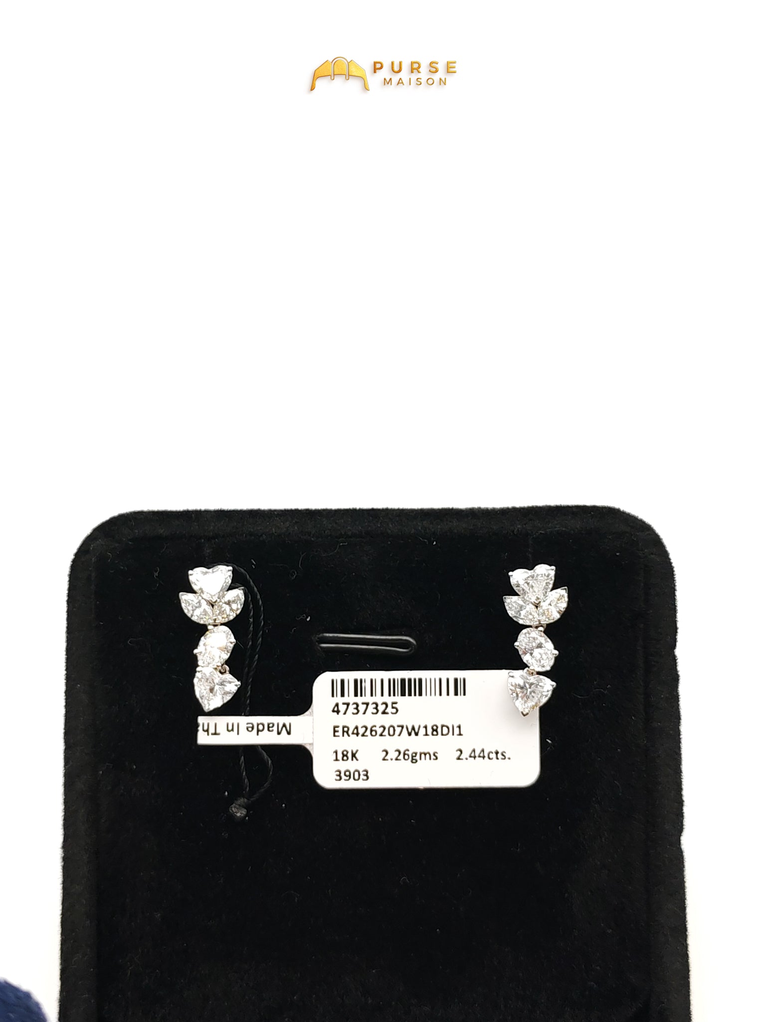 18k | 2.26gms. | 2.26gms. | 2.44cts | VS1 to VVS1 (Clarity) E to H (Color) Natural Diamond White Gold Earrings | Purse Maison Luxury Bags Shop