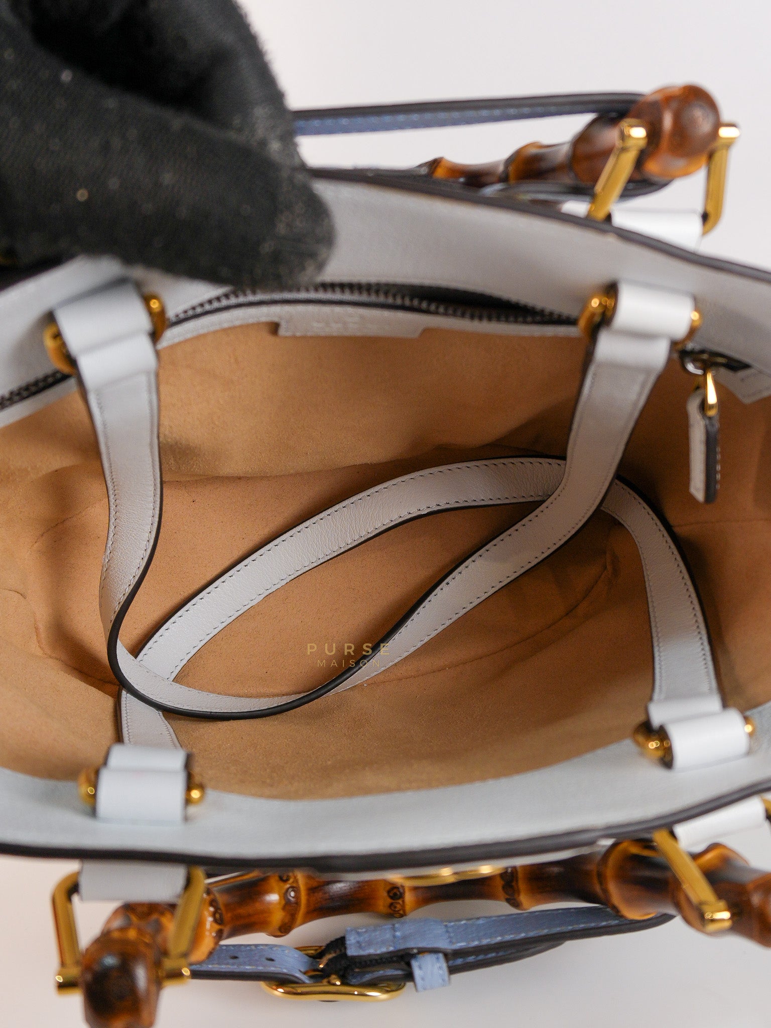 Diana Bamboo Renew in Light Blue Calfskin Leather | Purse Maison Luxury Bags Shop