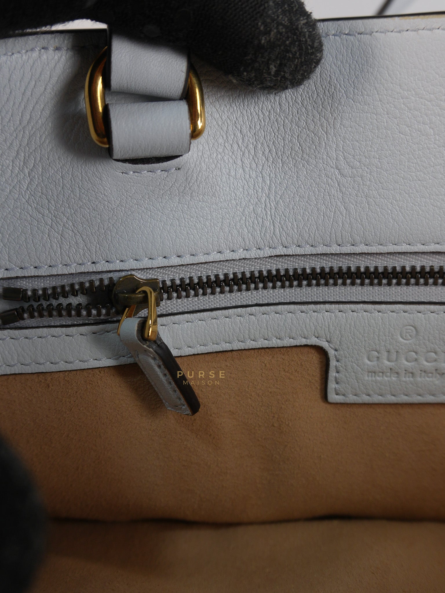 Diana Bamboo Renew in Light Blue Calfskin Leather | Purse Maison Luxury Bags Shop