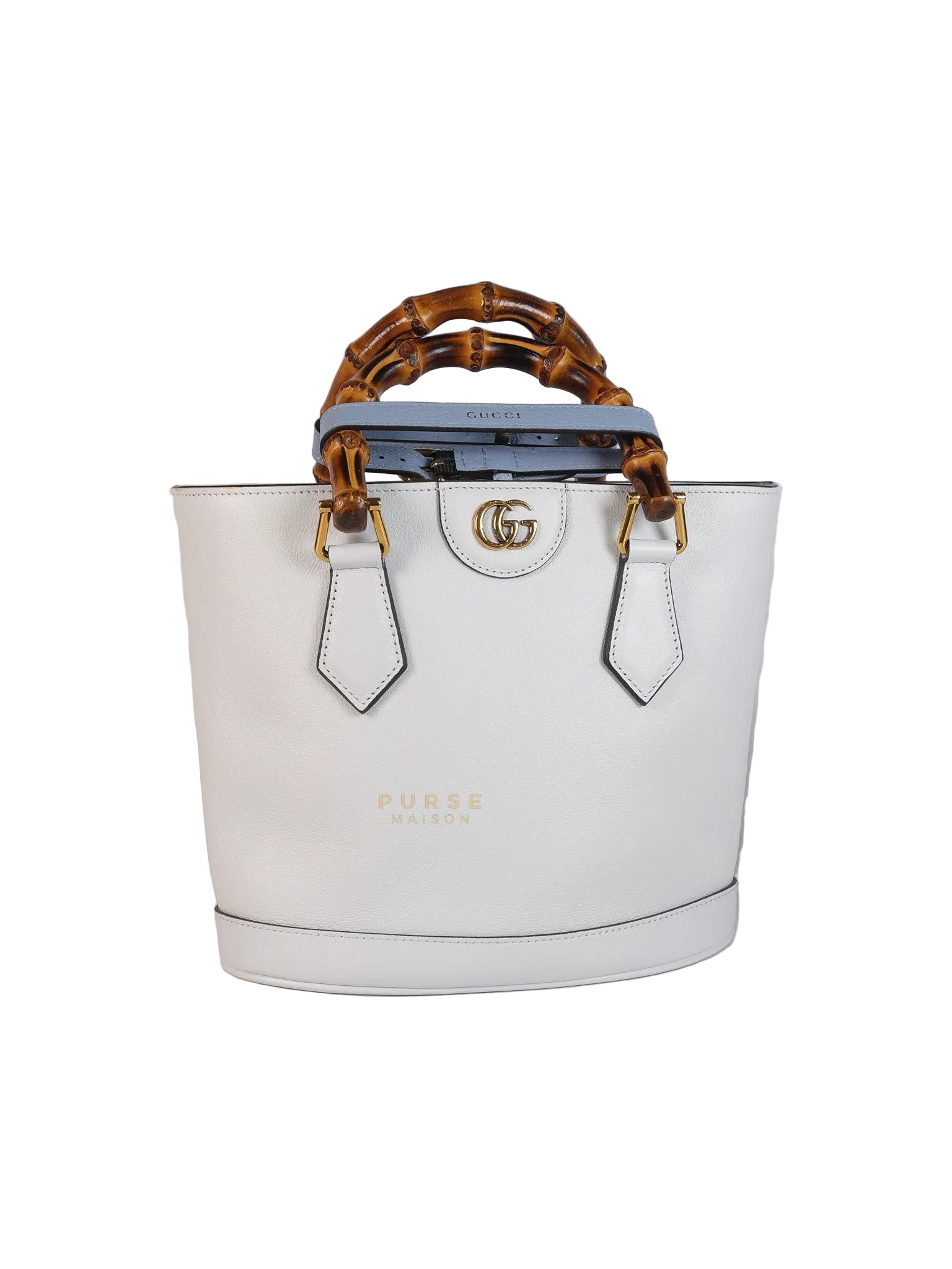 Diana Bamboo Renew in Light Blue Calfskin Leather | Purse Maison Luxury Bags Shop