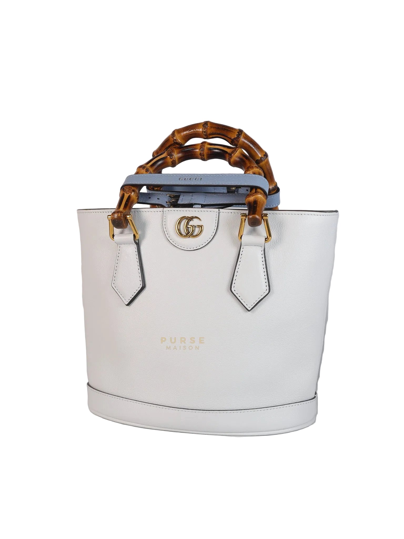 Diana Bamboo Renew in Light Blue Calfskin Leather | Purse Maison Luxury Bags Shop