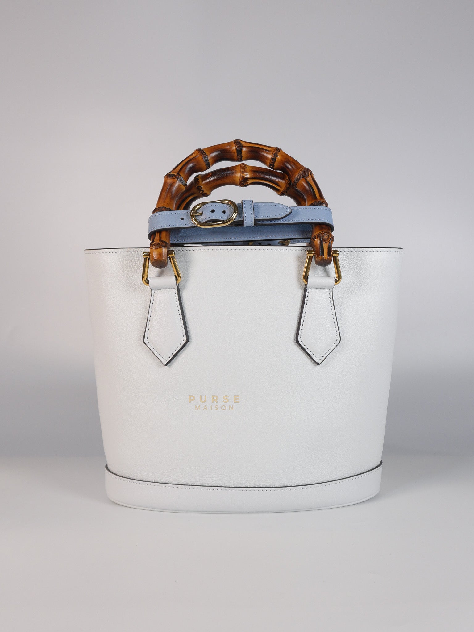 Diana Bamboo Renew in Light Blue Calfskin Leather | Purse Maison Luxury Bags Shop