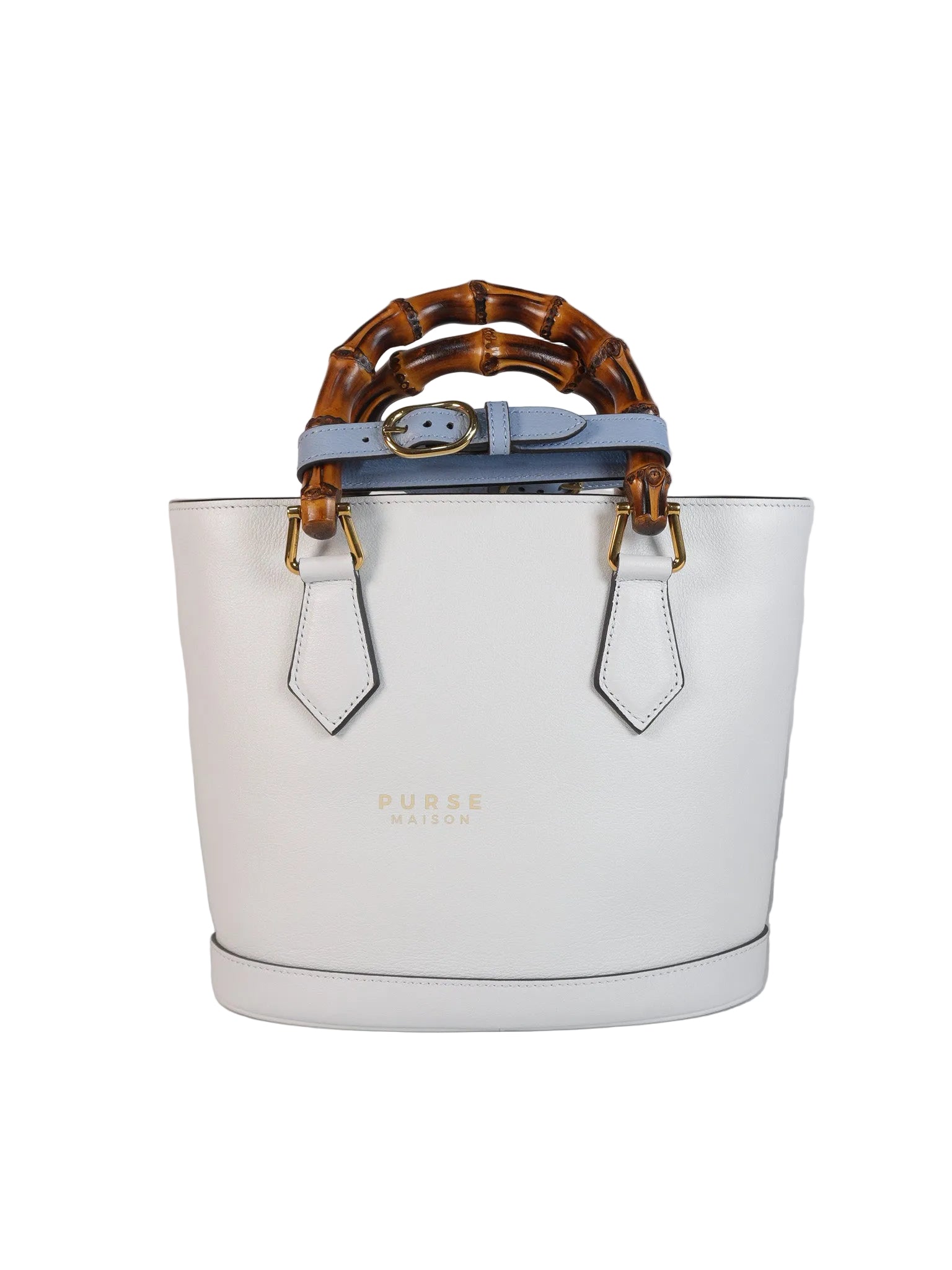 Diana Bamboo Renew in Light Blue Calfskin Leather | Purse Maison Luxury Bags Shop
