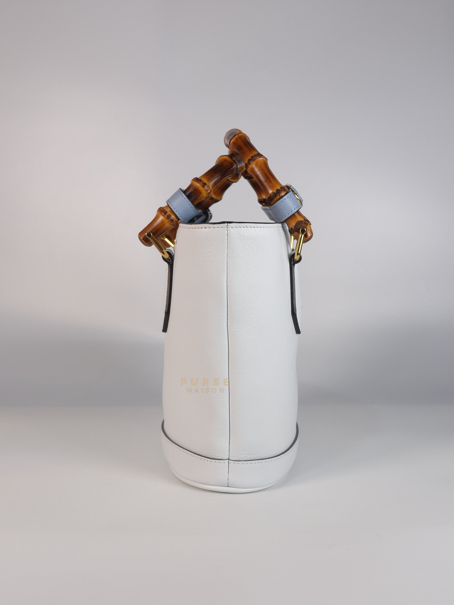 Diana Bamboo Renew in Light Blue Calfskin Leather | Purse Maison Luxury Bags Shop