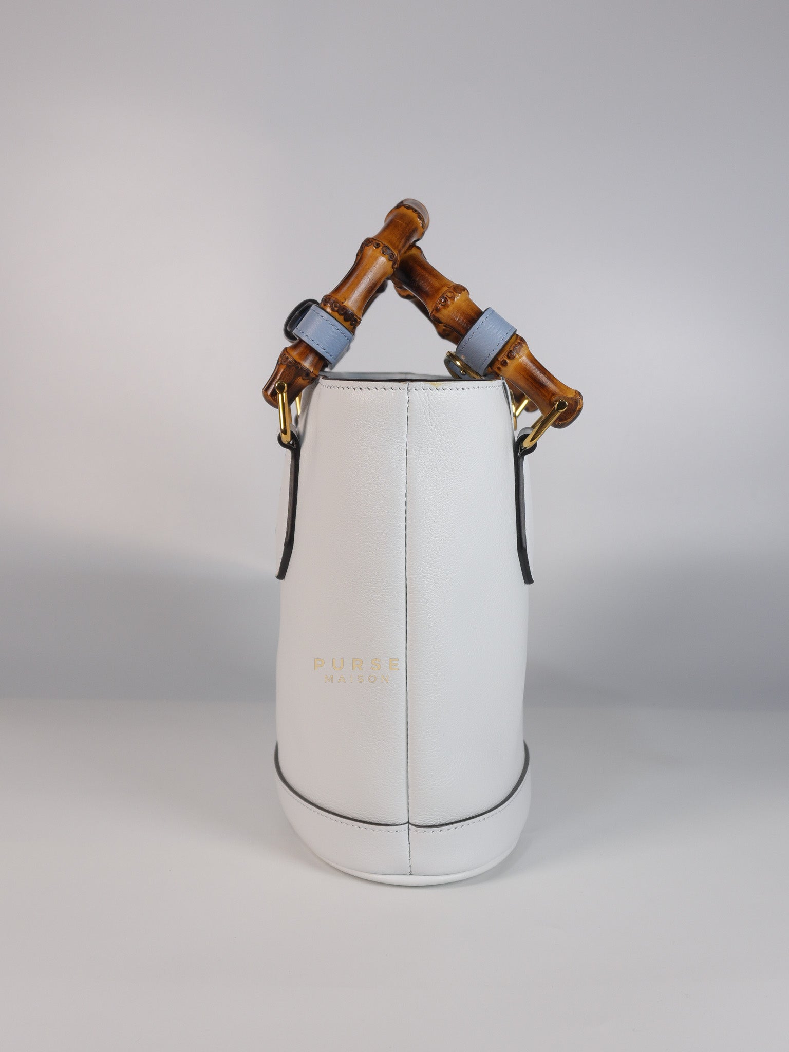 Diana Bamboo Renew in Light Blue Calfskin Leather | Purse Maison Luxury Bags Shop