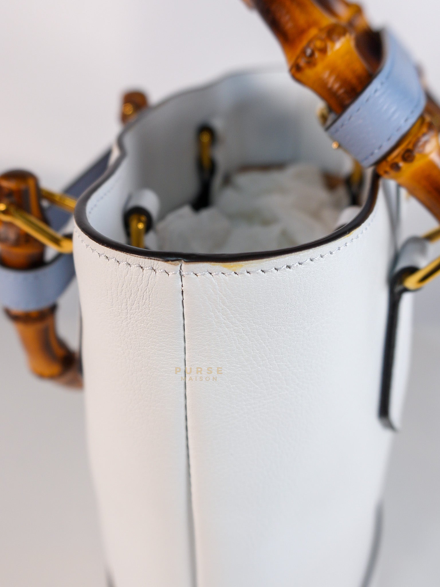 Diana Bamboo Renew in Light Blue Calfskin Leather | Purse Maison Luxury Bags Shop