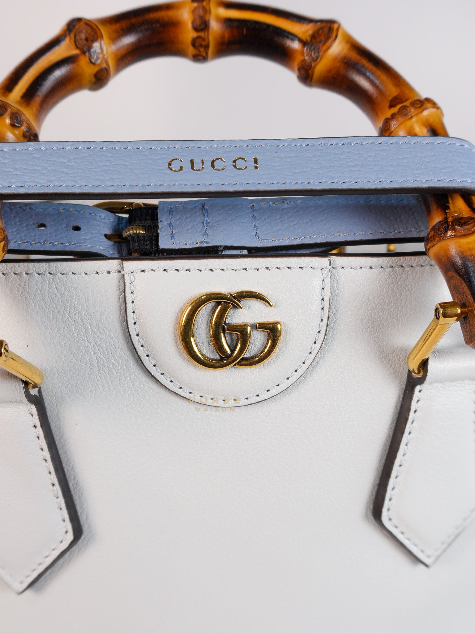 Diana Bamboo Renew in Light Blue Calfskin Leather | Purse Maison Luxury Bags Shop