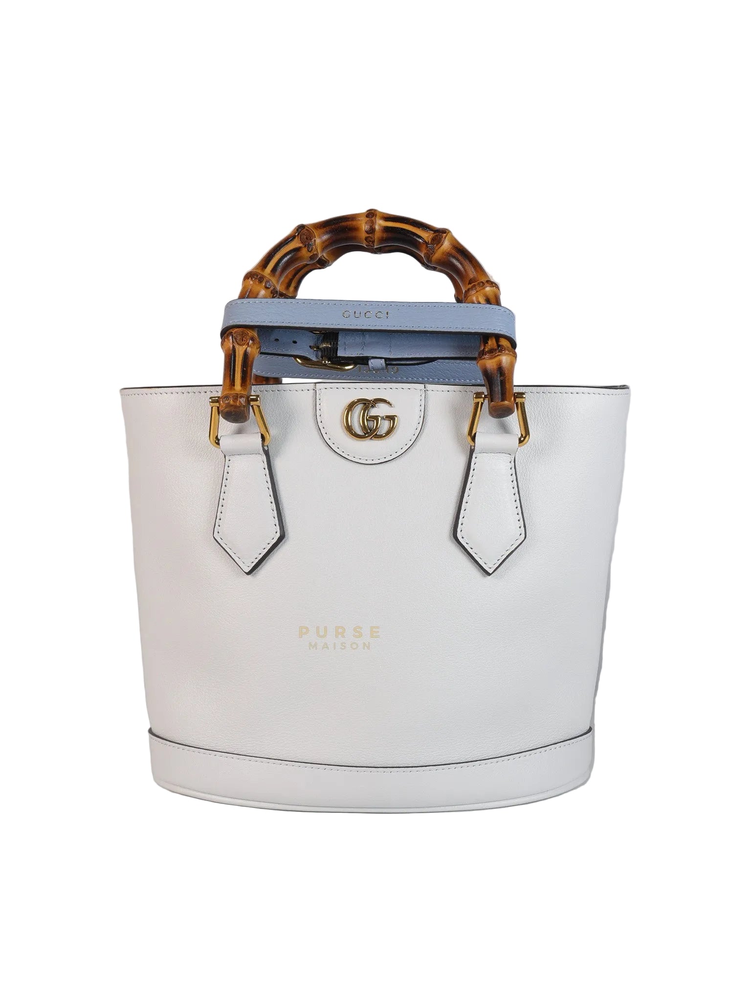 Diana Bamboo Renew in Light Blue Calfskin Leather | Purse Maison Luxury Bags Shop