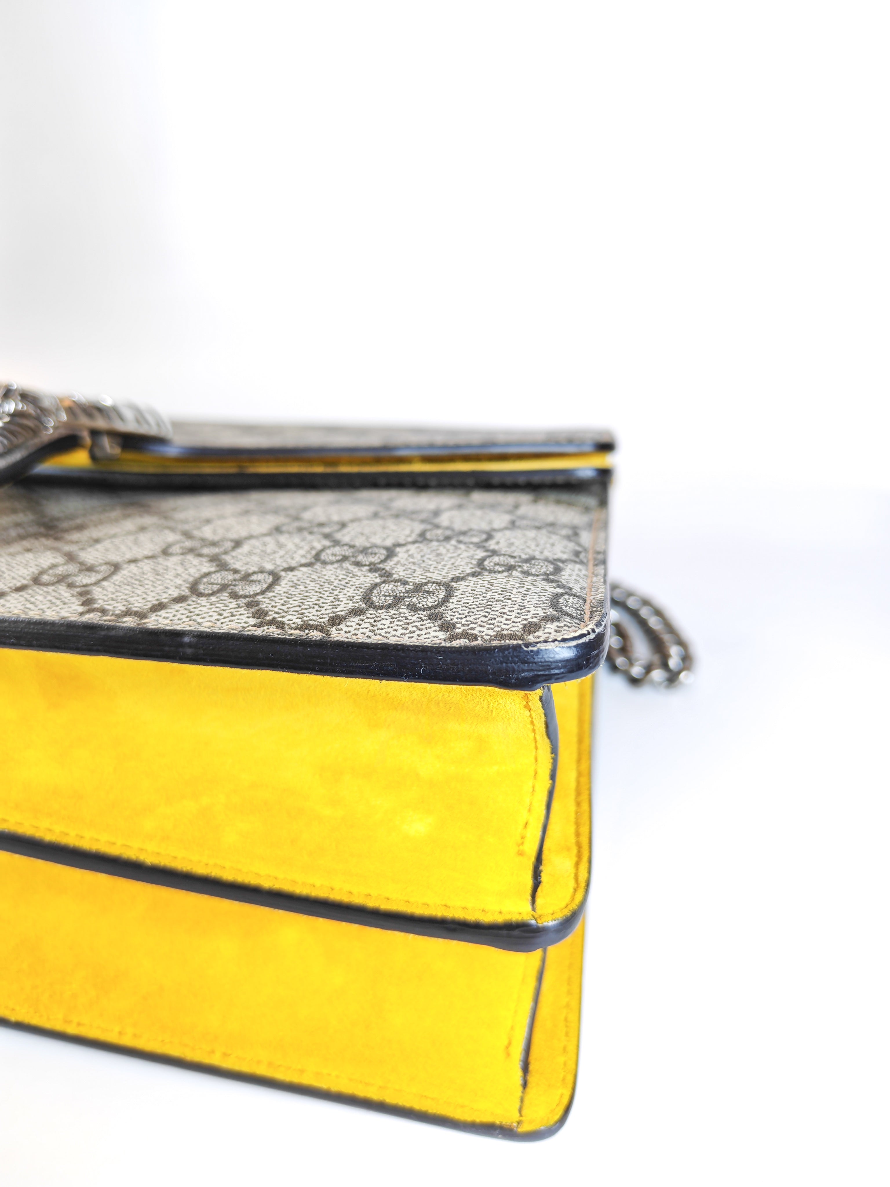 Dionysus Large Shoulder Bag with Yellow Suede and Supreme Canvas | Purse Maison Luxury Bags Shop