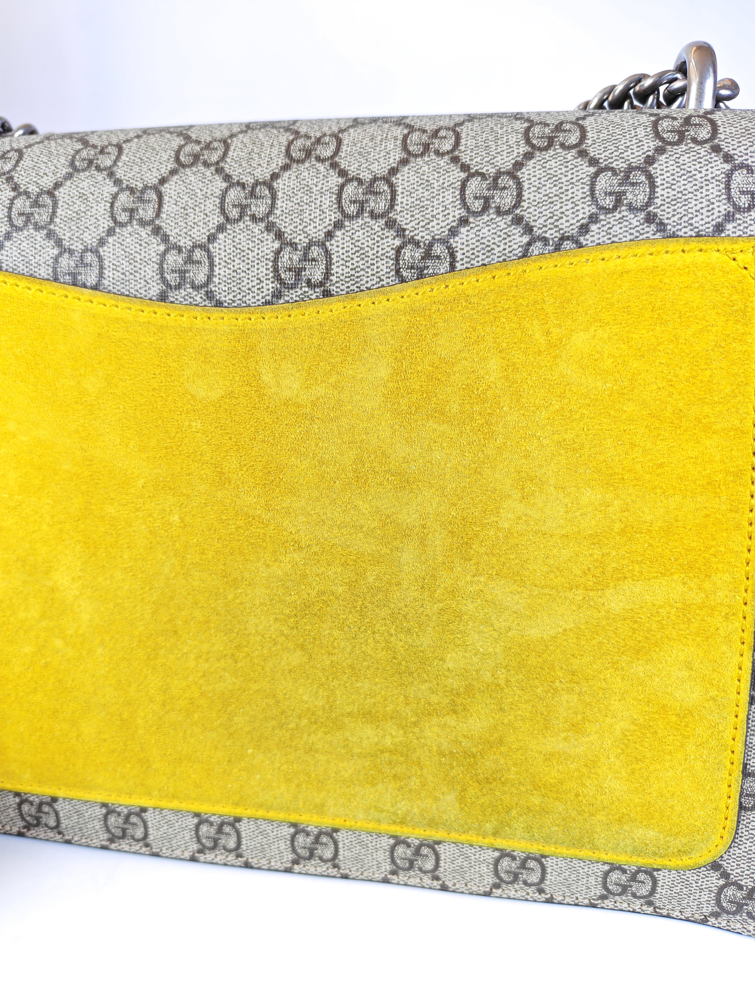 Dionysus Large Shoulder Bag with Yellow Suede and Supreme Canvas | Purse Maison Luxury Bags Shop