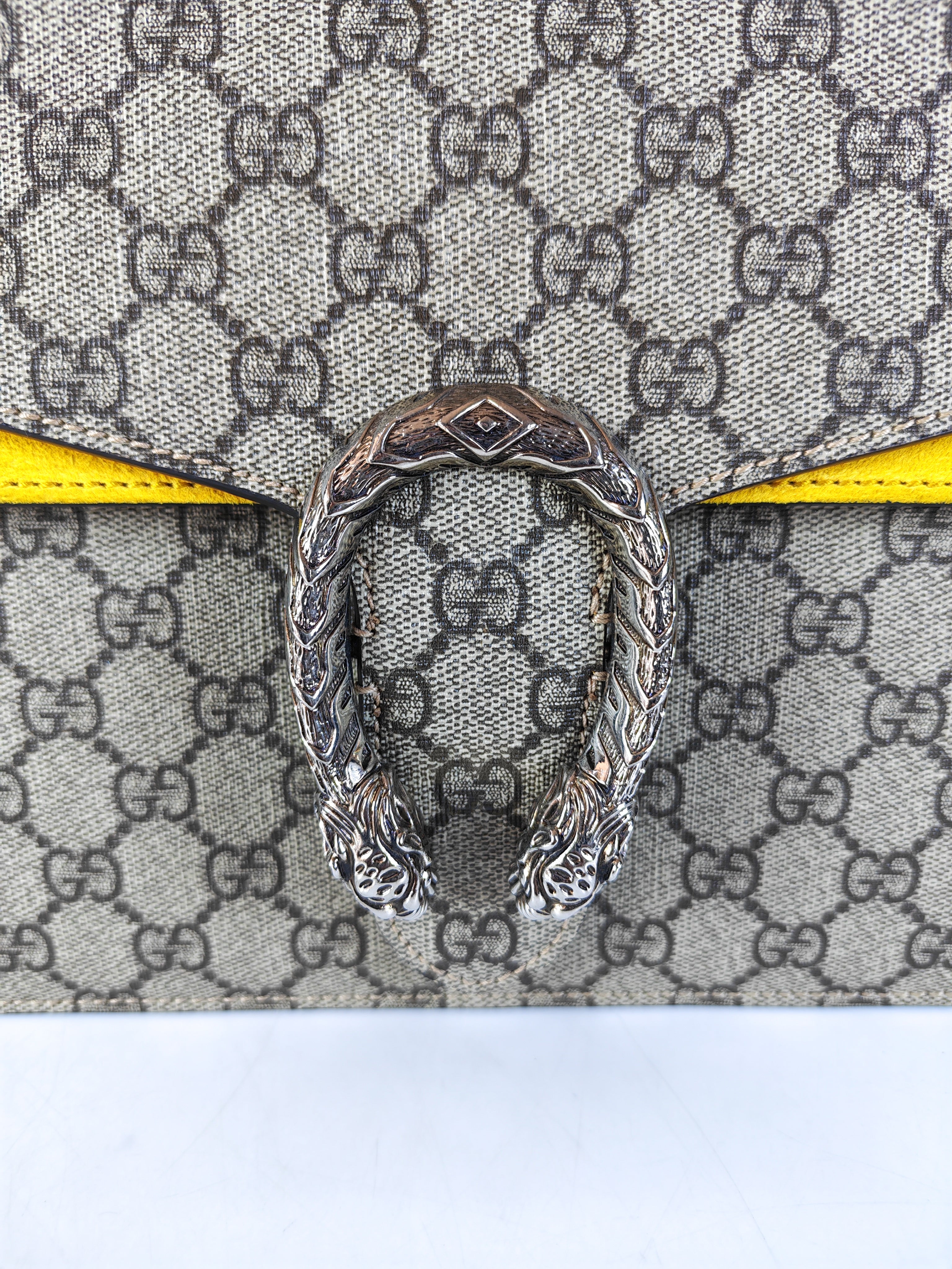 Dionysus Large Shoulder Bag with Yellow Suede and Supreme Canvas | Purse Maison Luxury Bags Shop