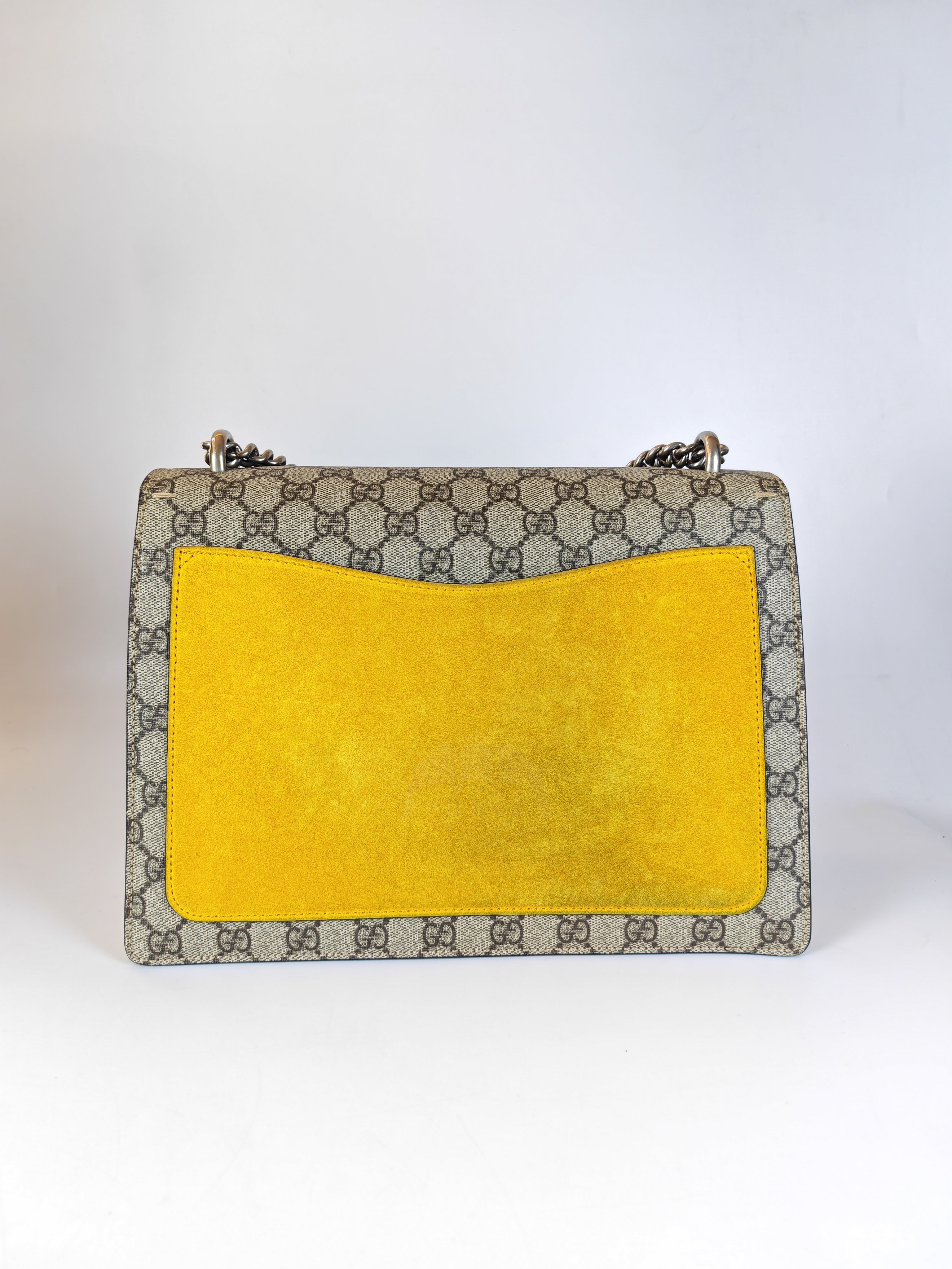 Dionysus Large Shoulder Bag with Yellow Suede and Supreme Canvas | Purse Maison Luxury Bags Shop