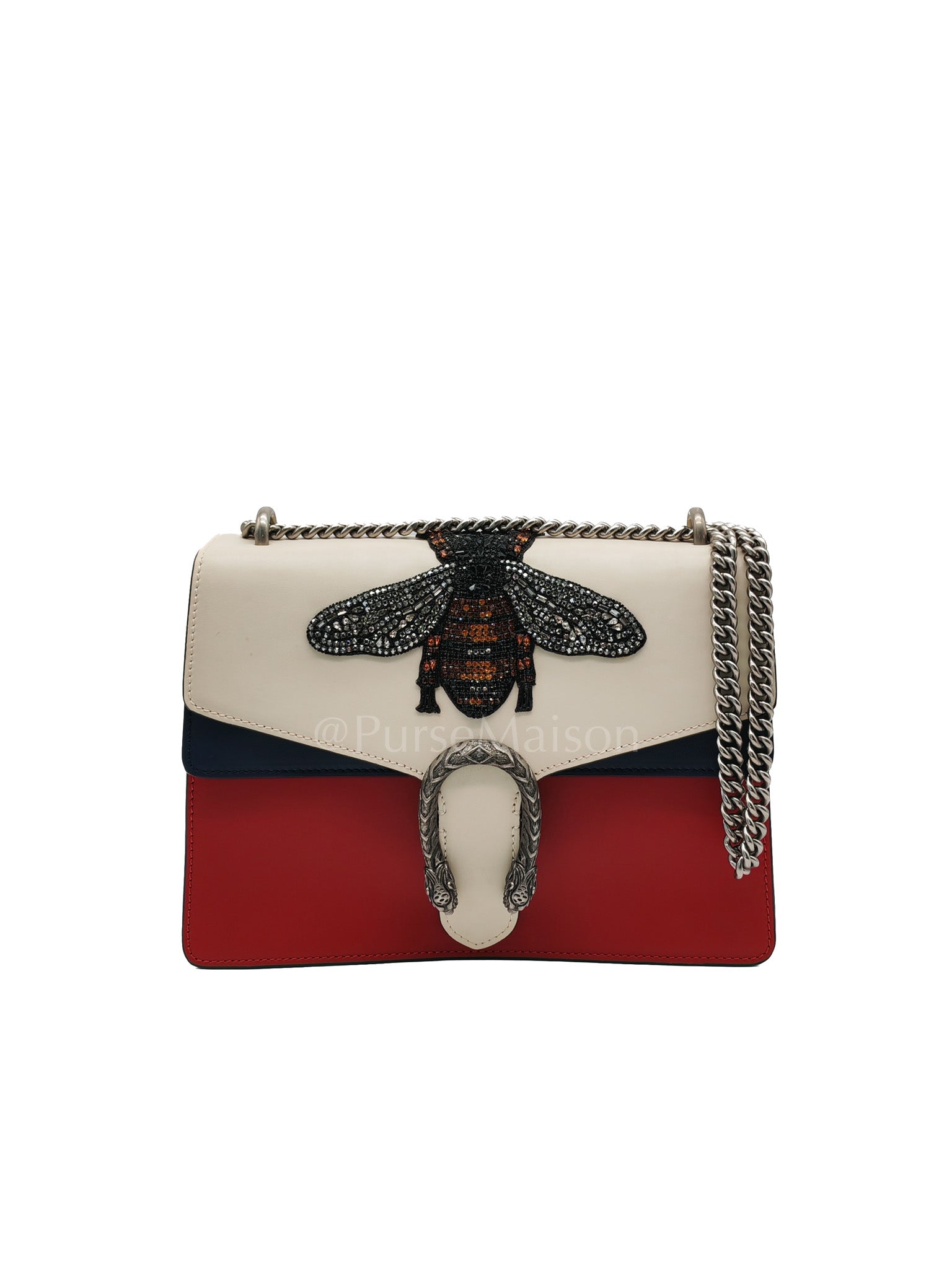 Dionysus Medium Shoulder Bag in Tricolor Prominent Embroidered Bee and Ruthenium Hardware | Purse Maison Luxury Bags Shop