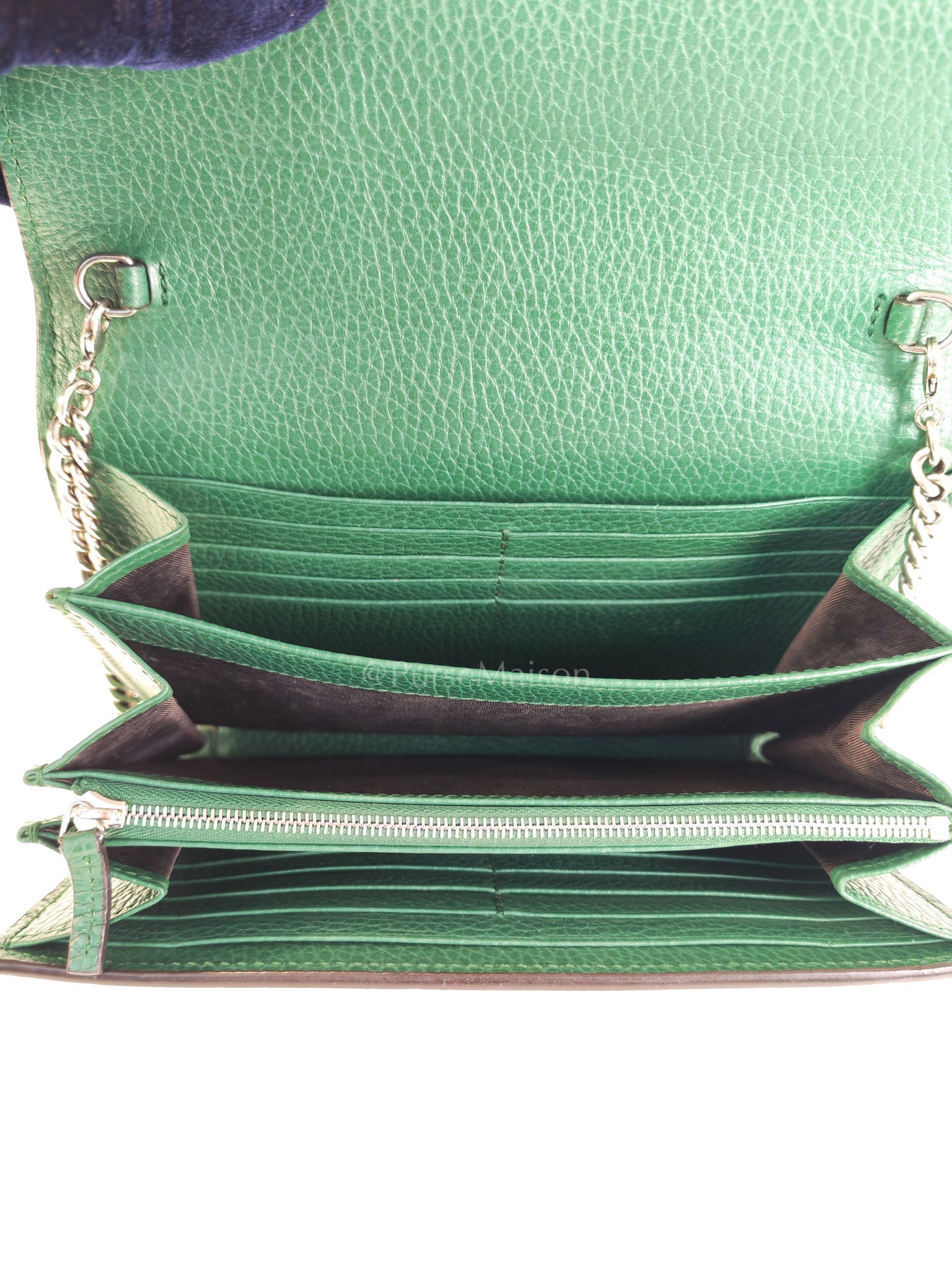 Dionysus Mini Chain Bag in Emerald Green Grained Leather Chain Bag | Purse Maison Luxury Bags Shop