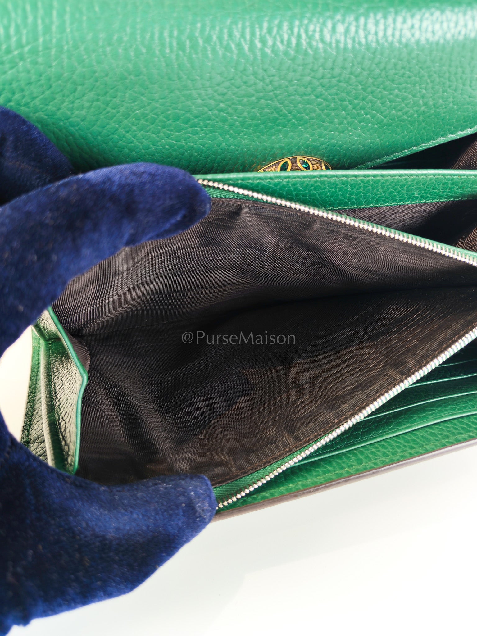 Dionysus Mini Chain Bag in Emerald Green Grained Leather Chain Bag | Purse Maison Luxury Bags Shop