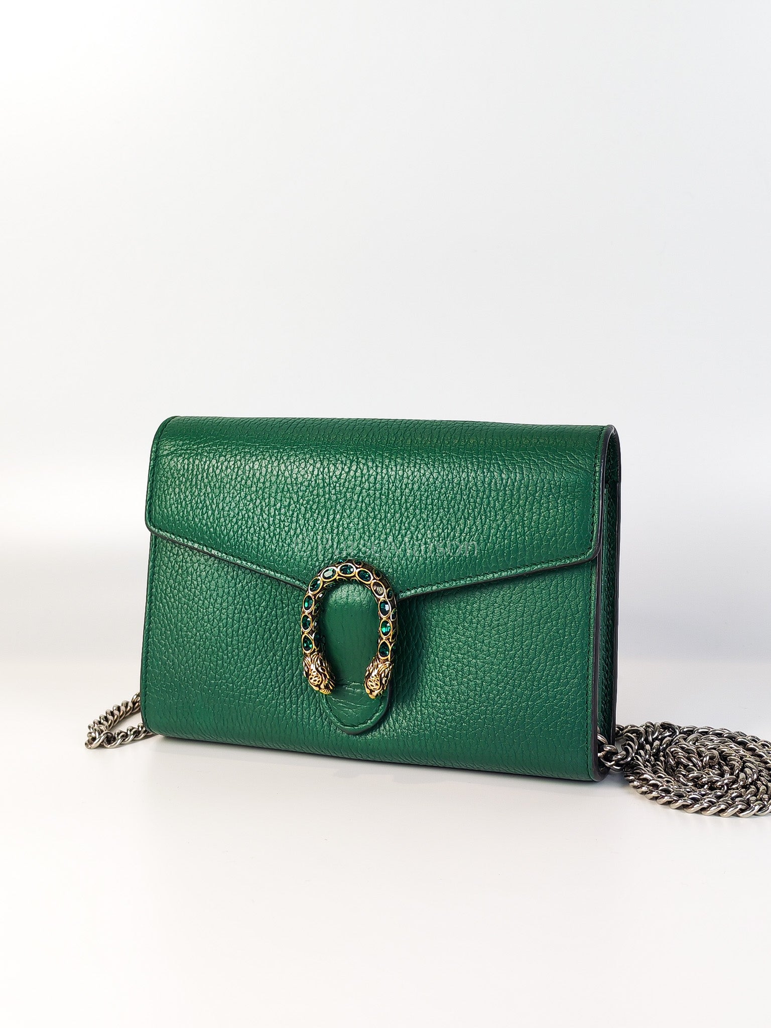 Dionysus Mini Chain Bag in Emerald Green Grained Leather Chain Bag | Purse Maison Luxury Bags Shop