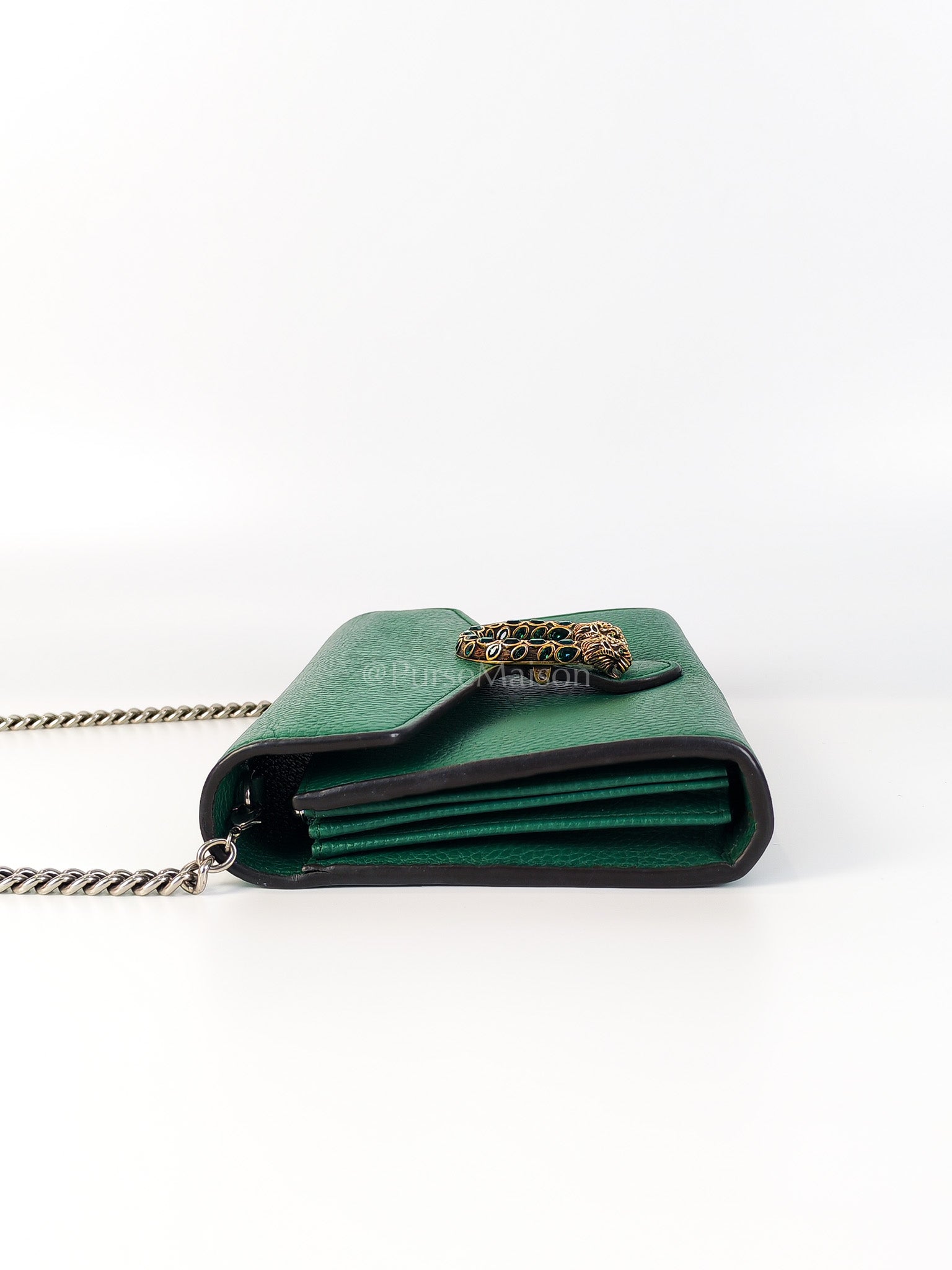 Dionysus Mini Chain Bag in Emerald Green Grained Leather Chain Bag | Purse Maison Luxury Bags Shop