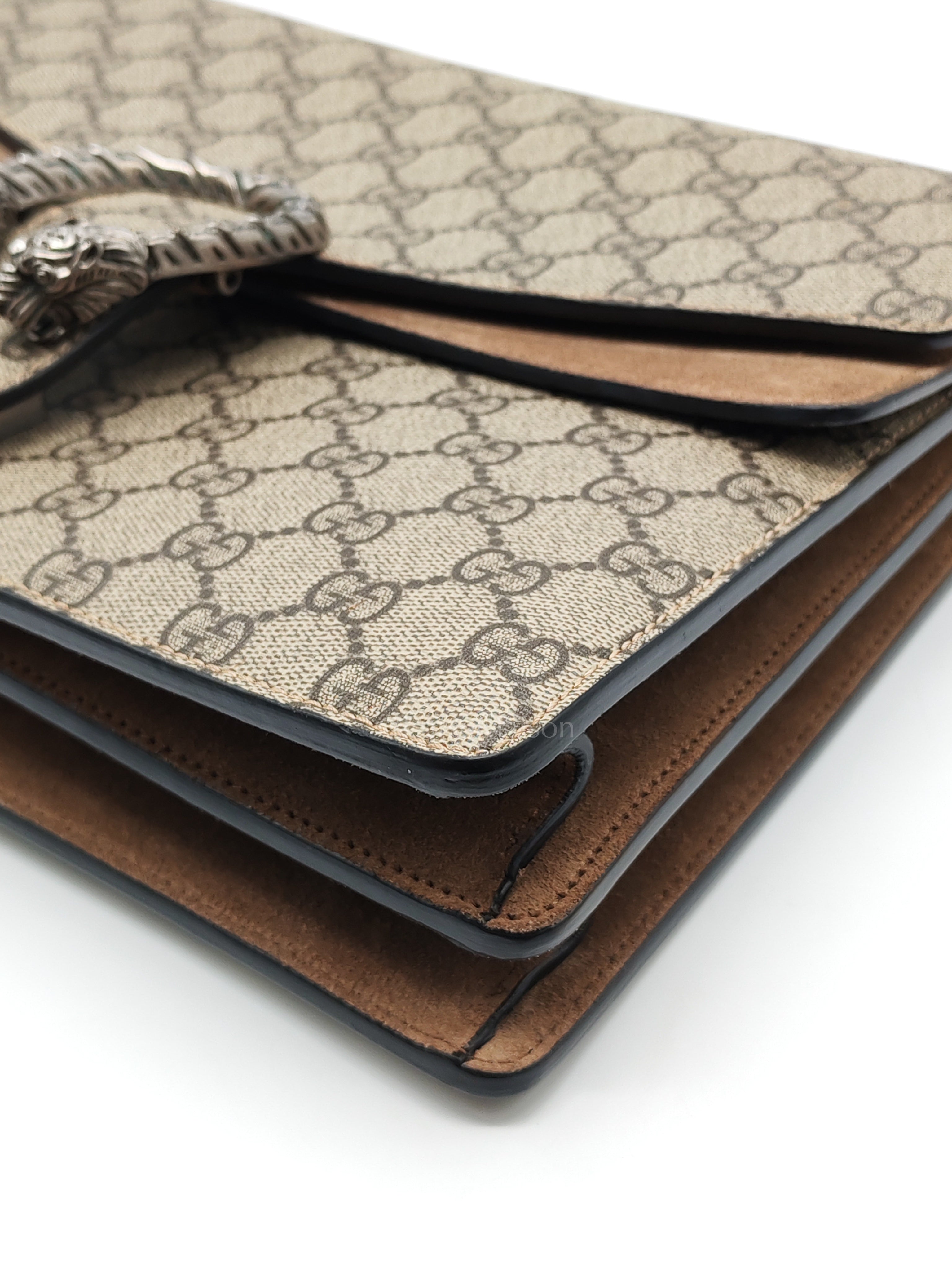 Dionysus Shoulder Bag Medium in GG Supreme Canvas Taupe Suede Leather | Purse Maison Luxury Bags Shop