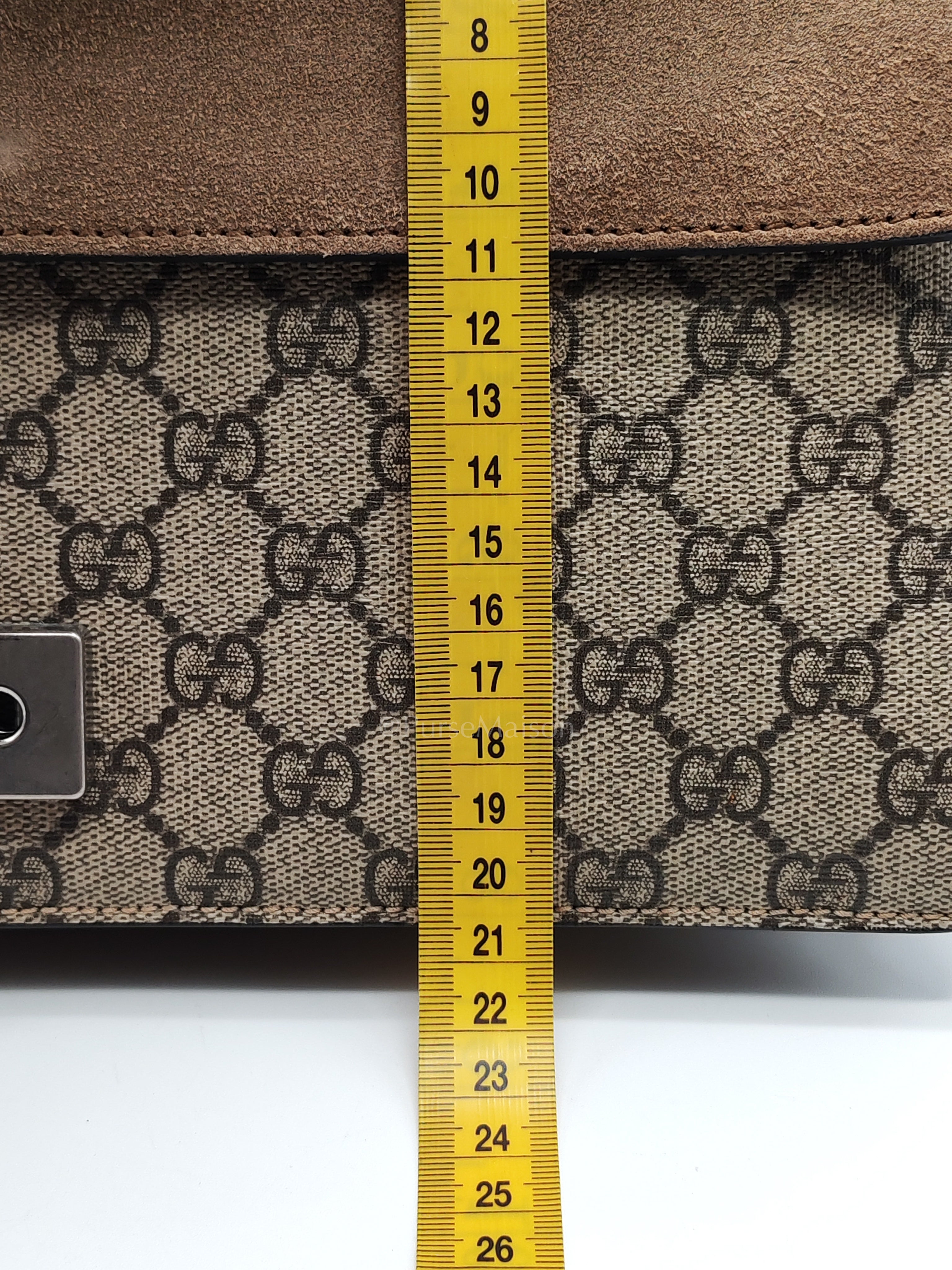 Dionysus Shoulder Bag Medium in GG Supreme Canvas Taupe Suede Leather | Purse Maison Luxury Bags Shop