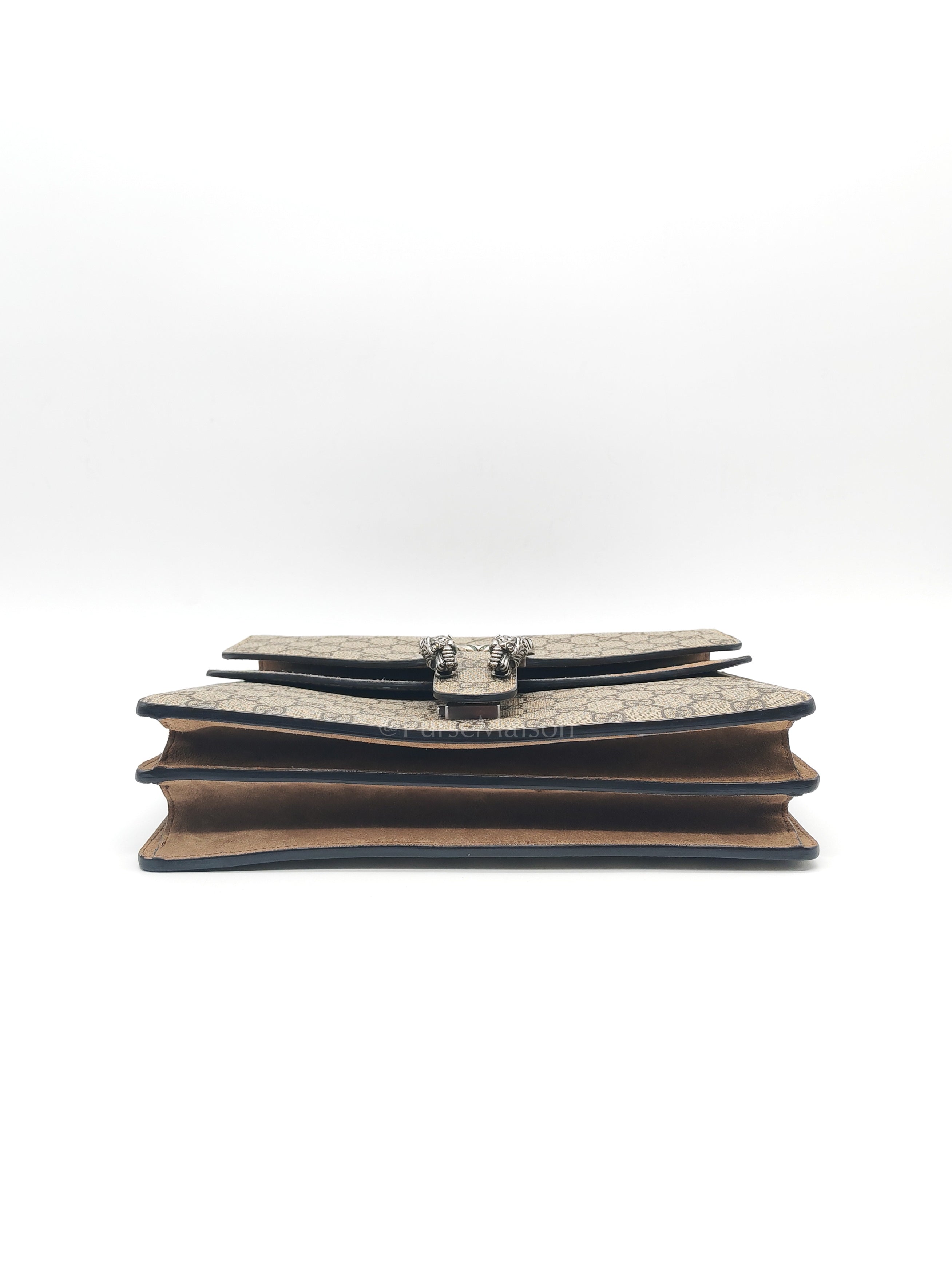 Dionysus Shoulder Bag Medium in GG Supreme Canvas Taupe Suede Leather | Purse Maison Luxury Bags Shop