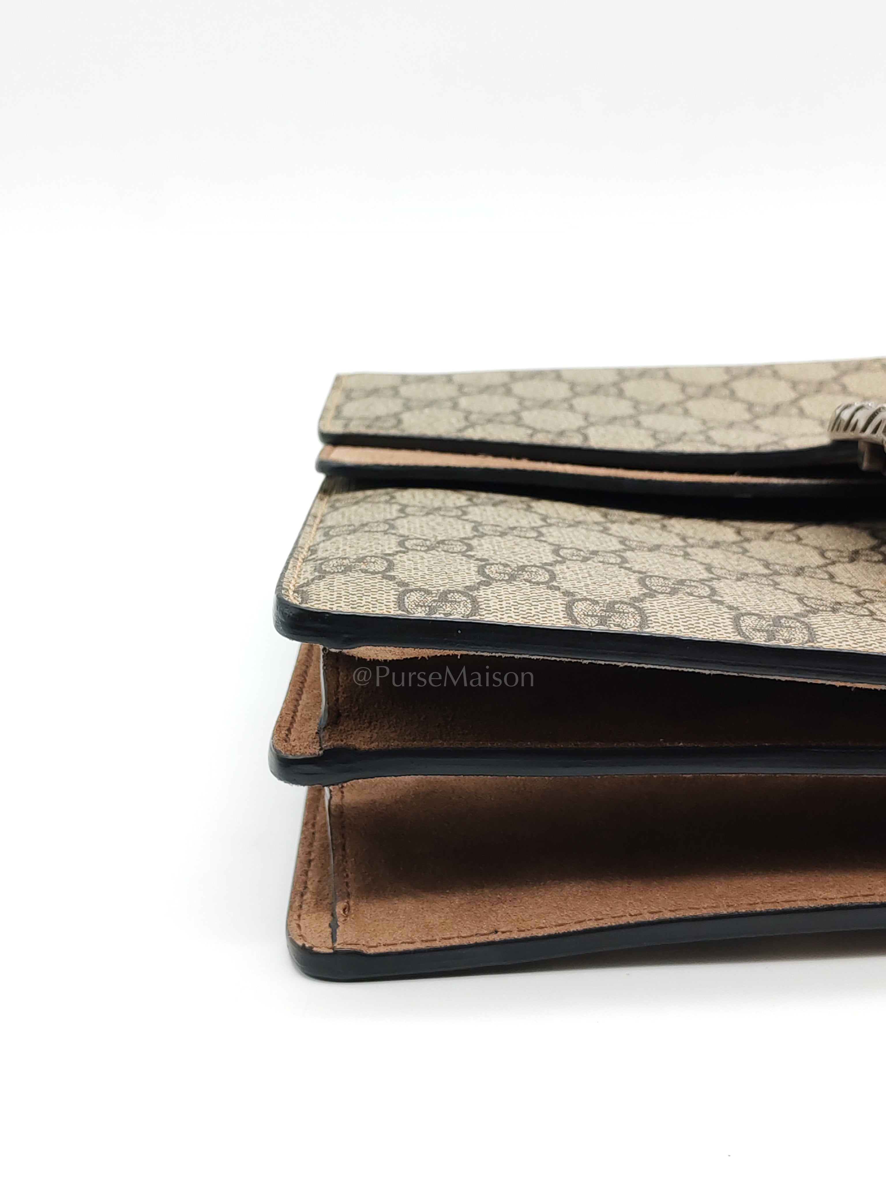 Dionysus Shoulder Bag Medium in GG Supreme Canvas Taupe Suede Leather | Purse Maison Luxury Bags Shop