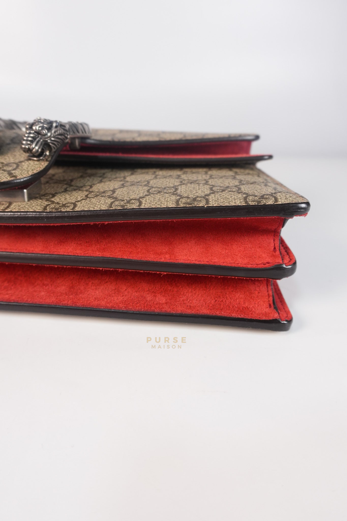 Dionysus Small Bag in Supreme Canvas in PVC Red Suede and Chain Strap | Purse Maison Luxury Bags Shop