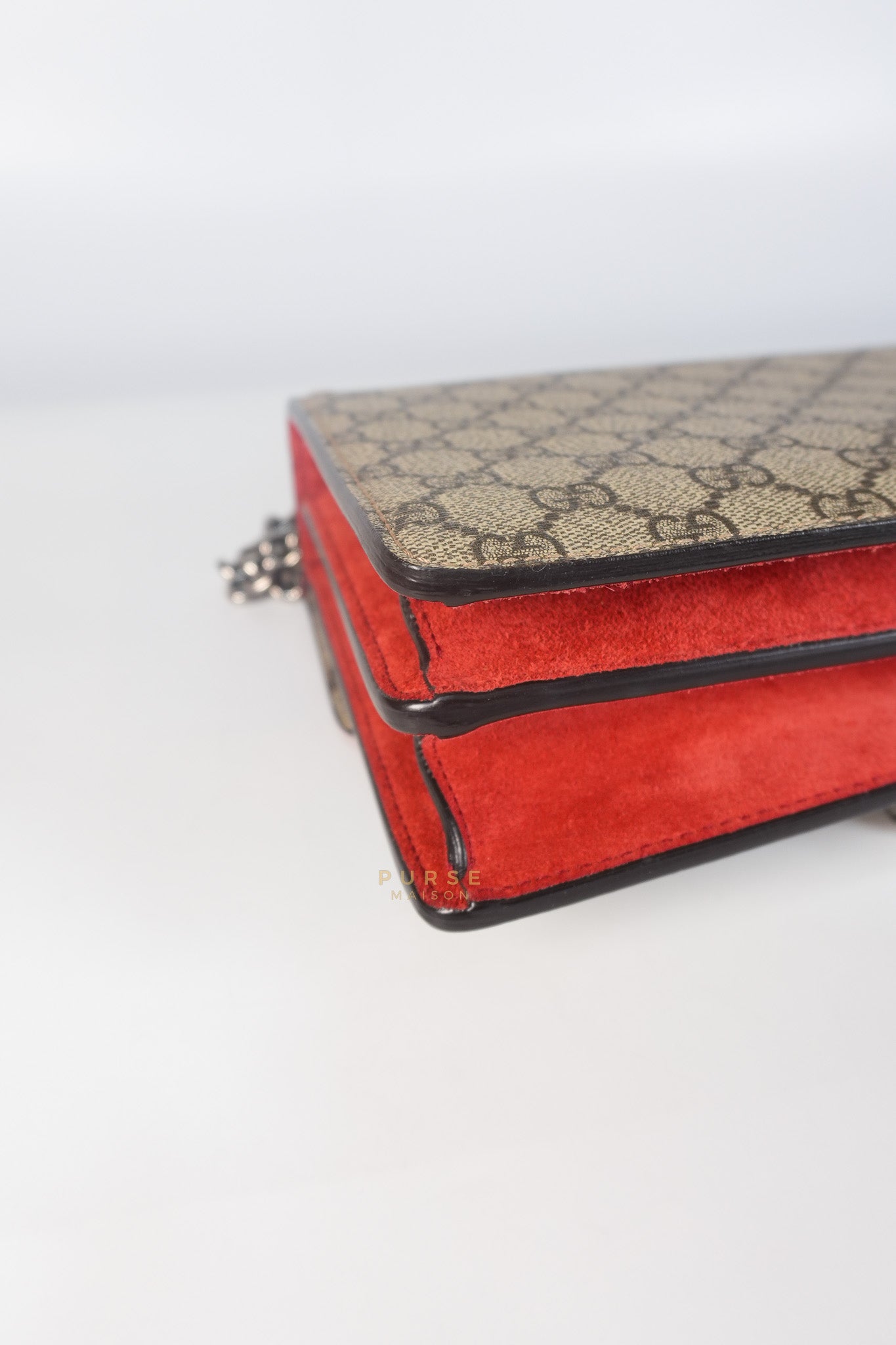 Dionysus Small Bag in Supreme Canvas in PVC Red Suede and Chain Strap | Purse Maison Luxury Bags Shop