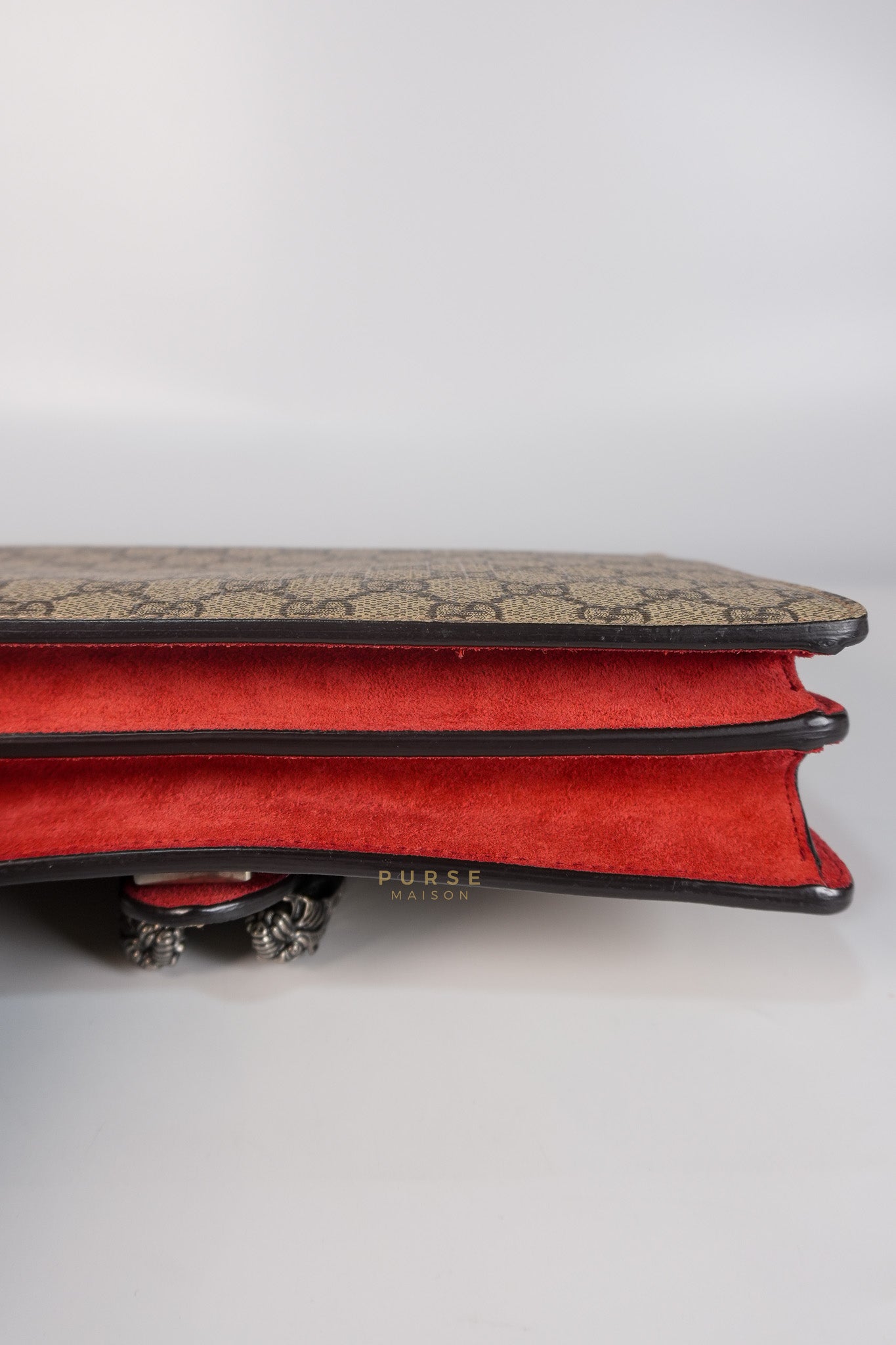 Dionysus Small Bag in Supreme Canvas in PVC Red Suede and Chain Strap | Purse Maison Luxury Bags Shop