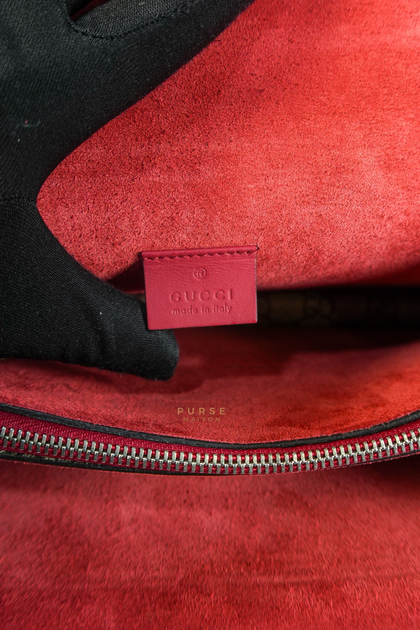 Dionysus Small Bag in Supreme Canvas in PVC Red Suede and Chain Strap | Purse Maison Luxury Bags Shop