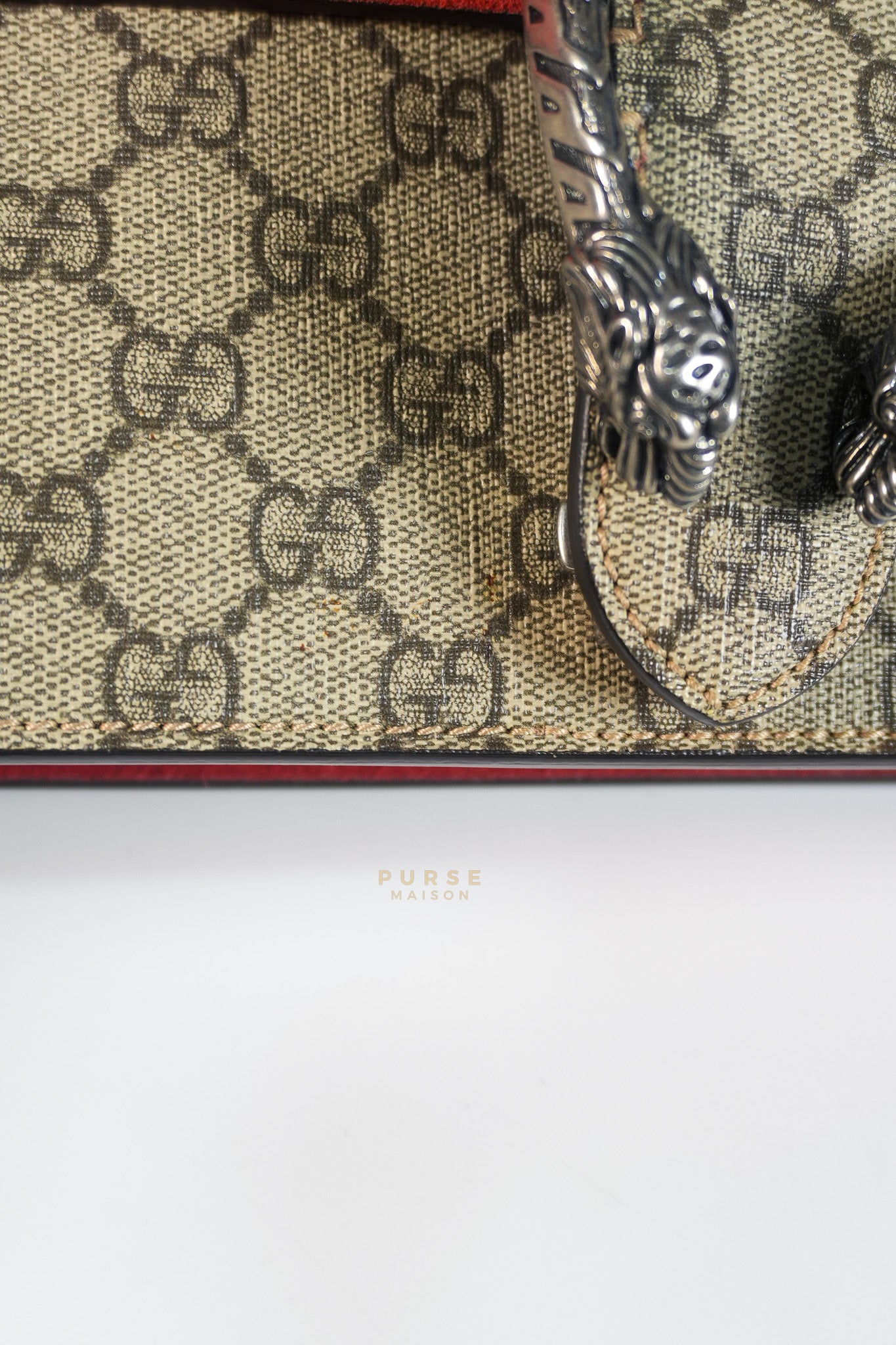 Dionysus Small Bag in Supreme Canvas in PVC Red Suede and Chain Strap | Purse Maison Luxury Bags Shop