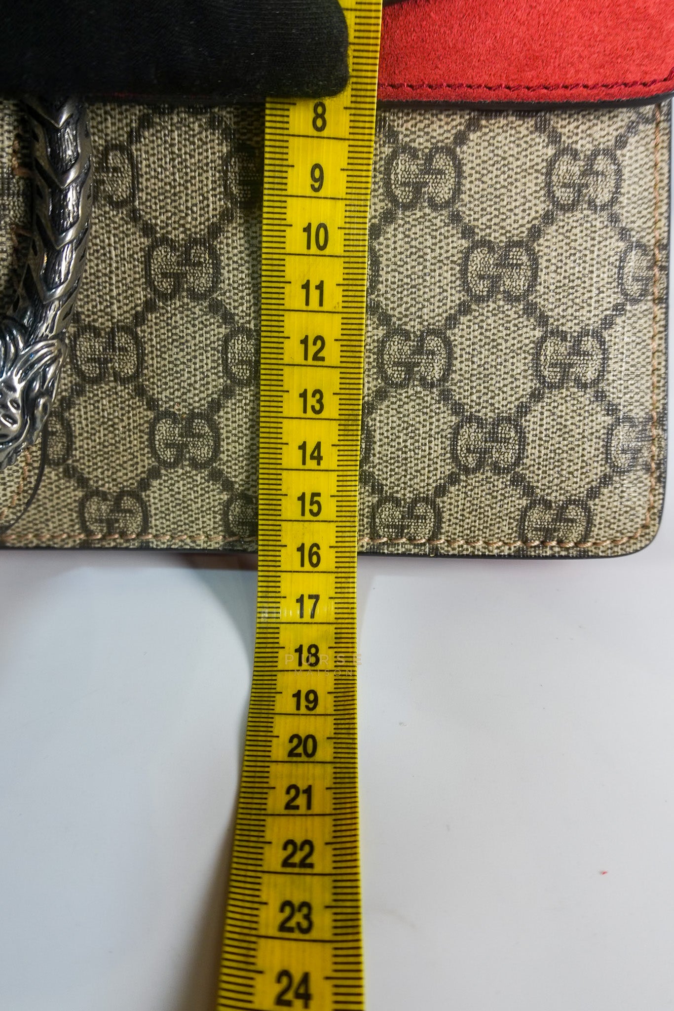 Dionysus Small Bag in Supreme Canvas in PVC Red Suede and Chain Strap | Purse Maison Luxury Bags Shop