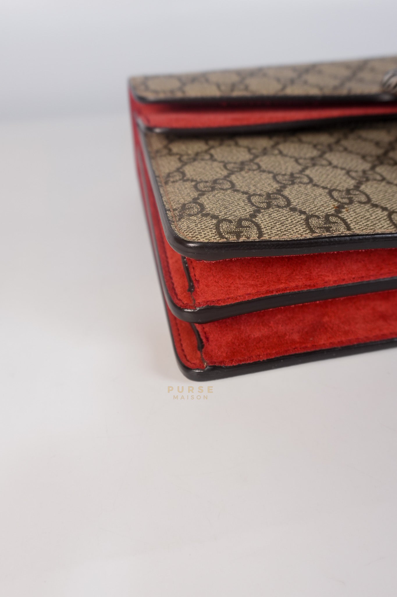 Dionysus Small Bag in Supreme Canvas in PVC Red Suede and Chain Strap | Purse Maison Luxury Bags Shop