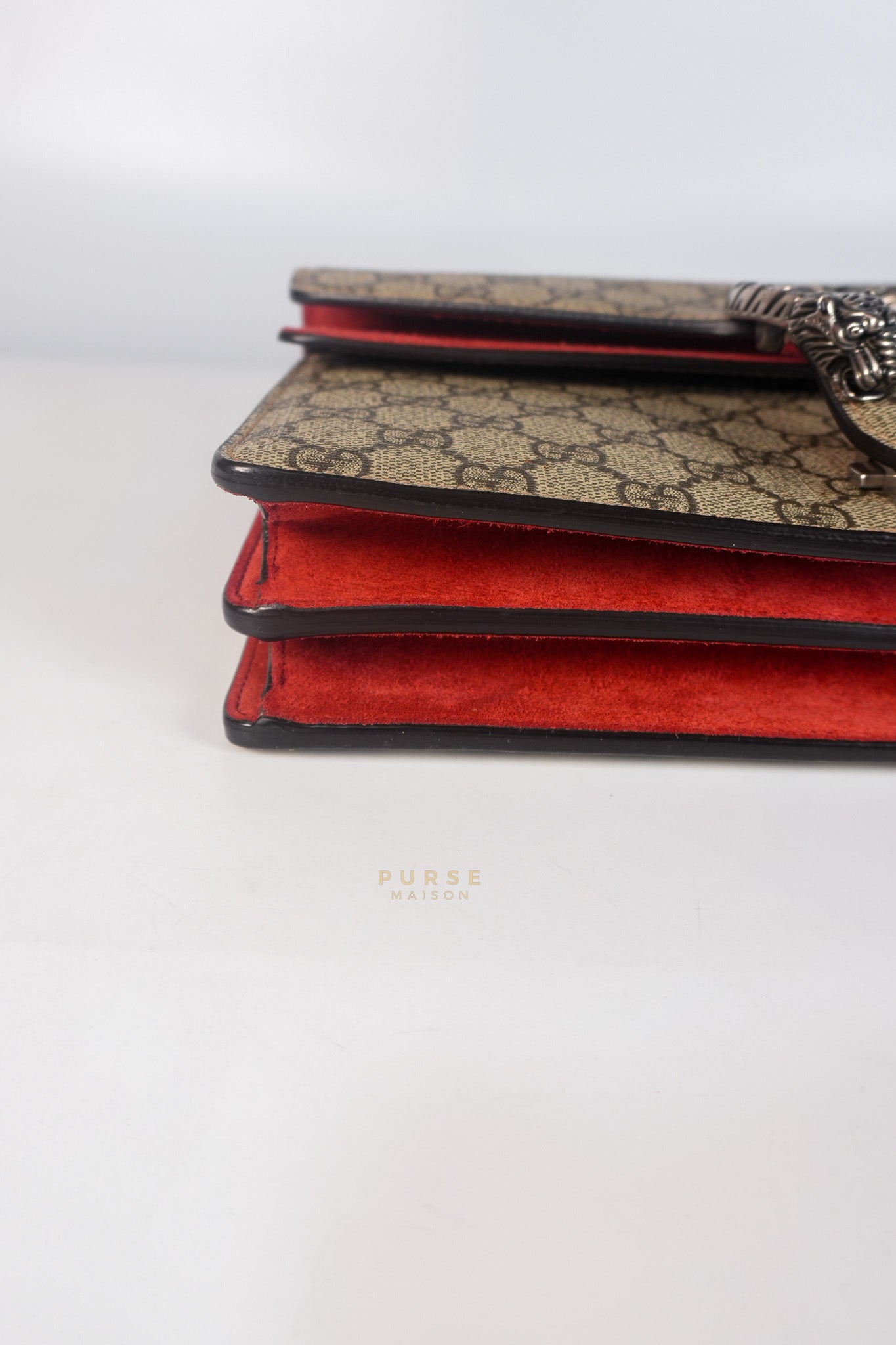 Dionysus Small Bag in Supreme Canvas in PVC Red Suede and Chain Strap | Purse Maison Luxury Bags Shop