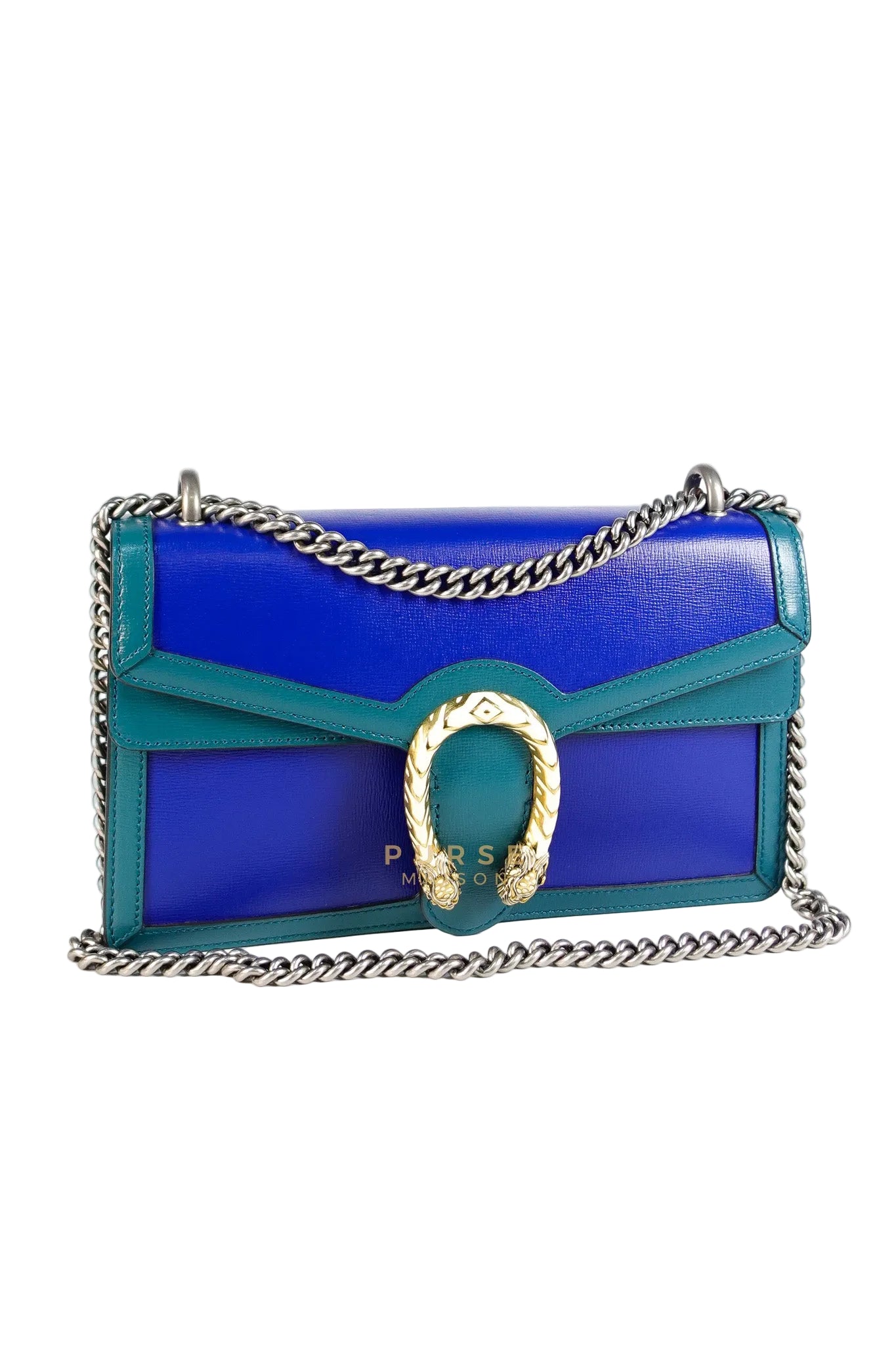 Dionysus Small Shoulder Bag in Blue & Green Silver Hardware | Purse Maison Luxury Bags Shop
