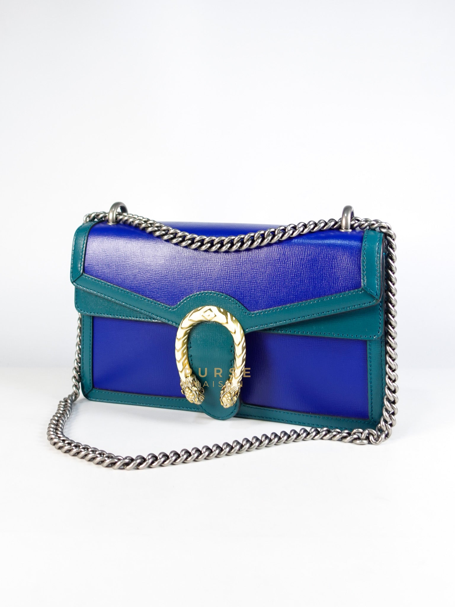 Dionysus Small Shoulder Bag in Blue & Green Silver Hardware | Purse Maison Luxury Bags Shop