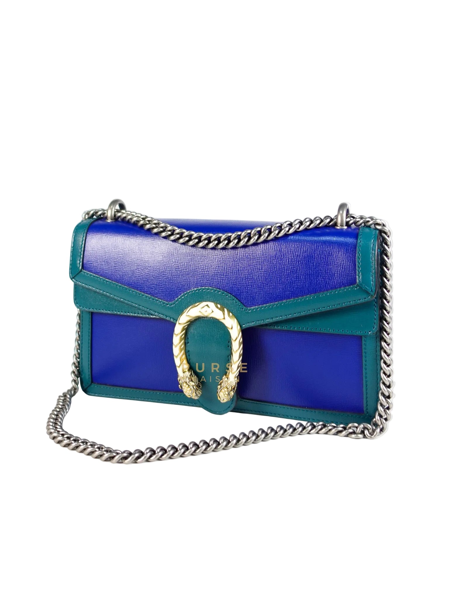 Dionysus Small Shoulder Bag in Blue & Green Silver Hardware | Purse Maison Luxury Bags Shop