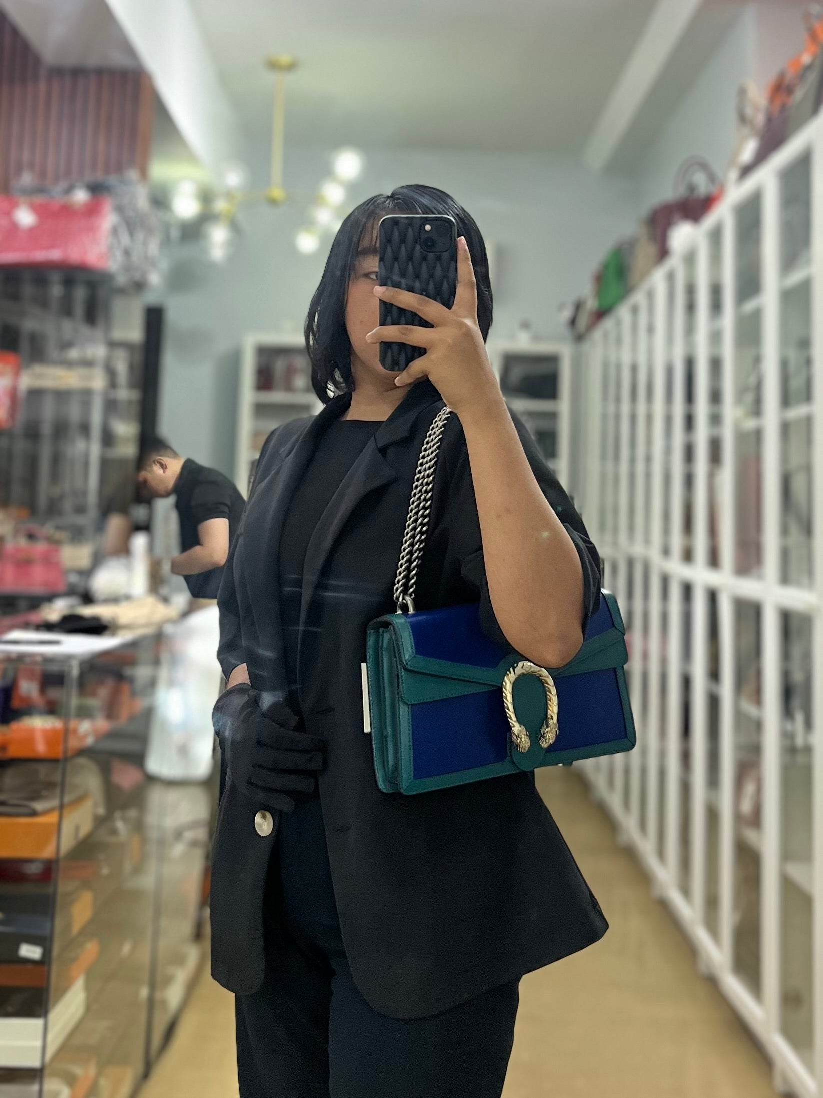 Dionysus Small Shoulder Bag in Blue & Green Silver Hardware | Purse Maison Luxury Bags Shop