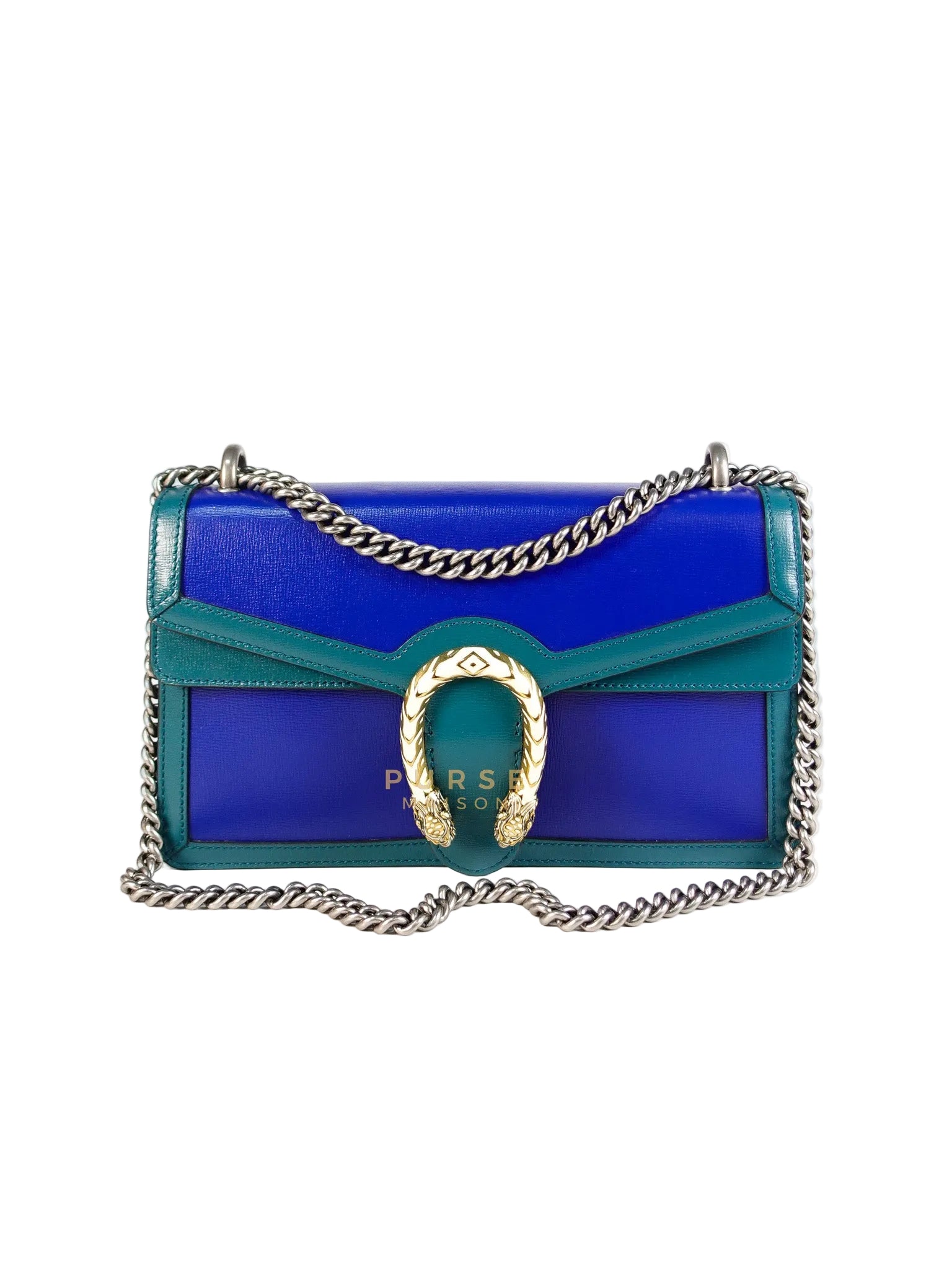 Dionysus Small Shoulder Bag in Blue & Green Silver Hardware | Purse Maison Luxury Bags Shop