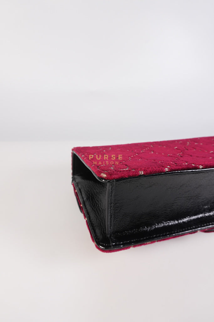 Dionysus Small Shoulder Bag in Red Velvet Leather & Ruthenium Hardware | Purse Maison Luxury Bags Shop