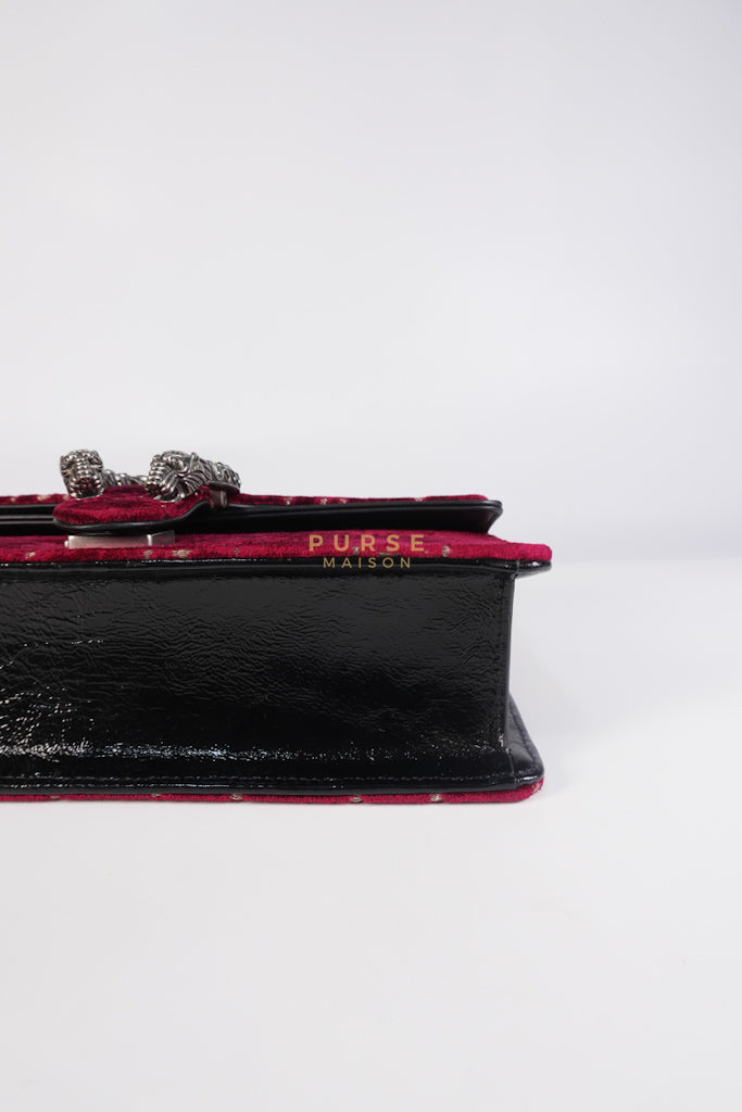 Dionysus Small Shoulder Bag in Red Velvet Leather & Ruthenium Hardware | Purse Maison Luxury Bags Shop